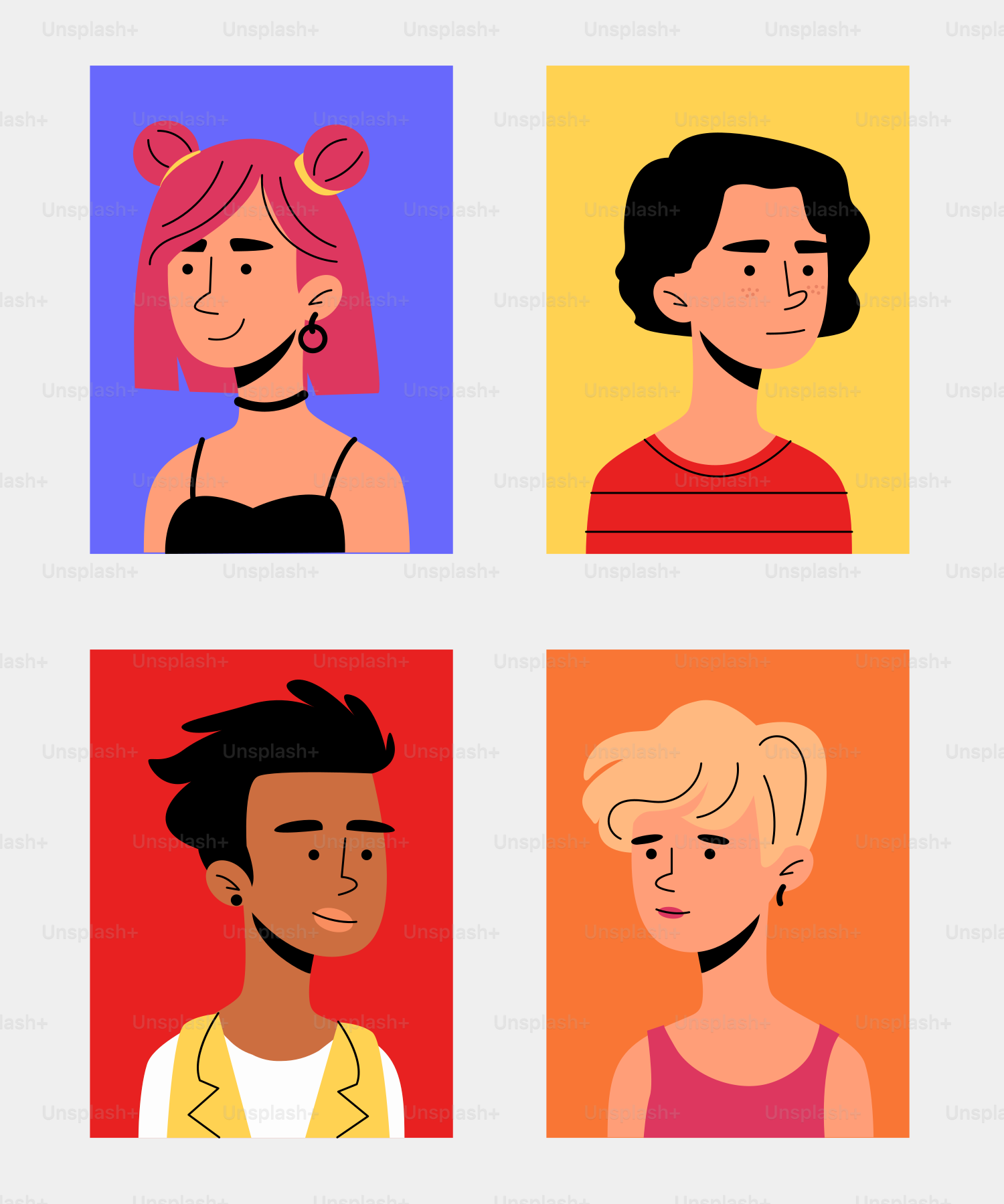 Un gruppo di persone con acconciature diverse