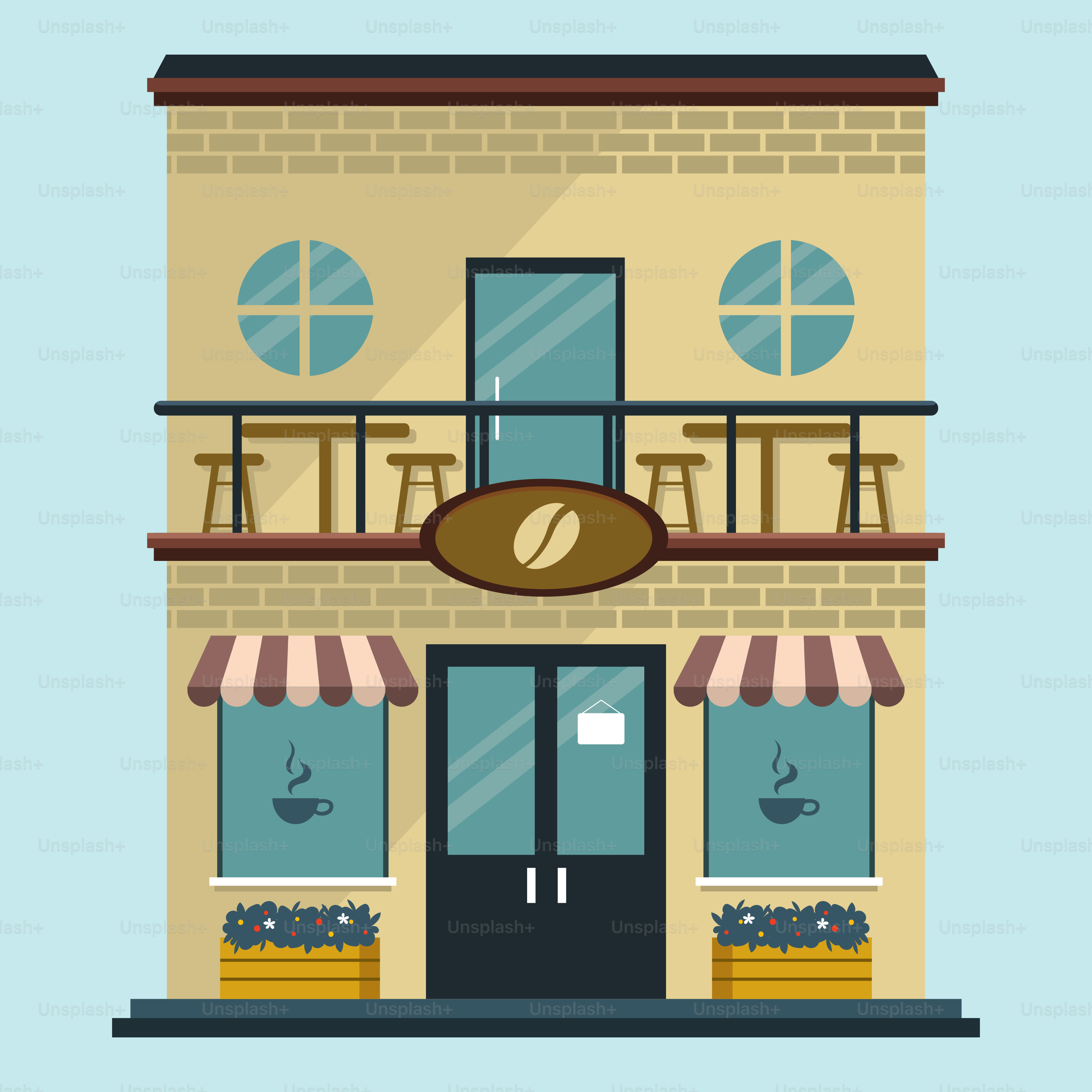 A building with a coffee shop on the front