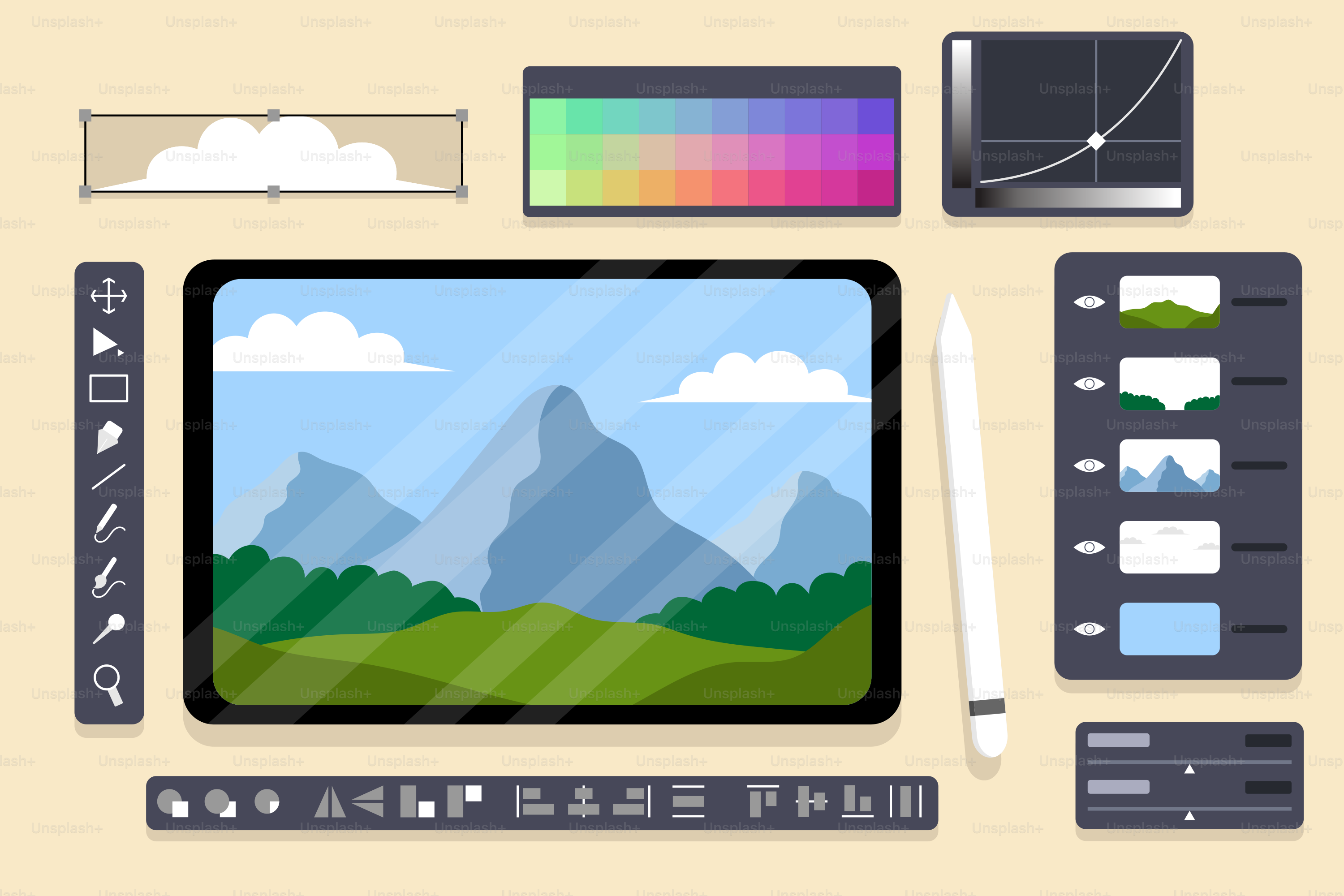 A computer screen with a picture of a mountain in the background