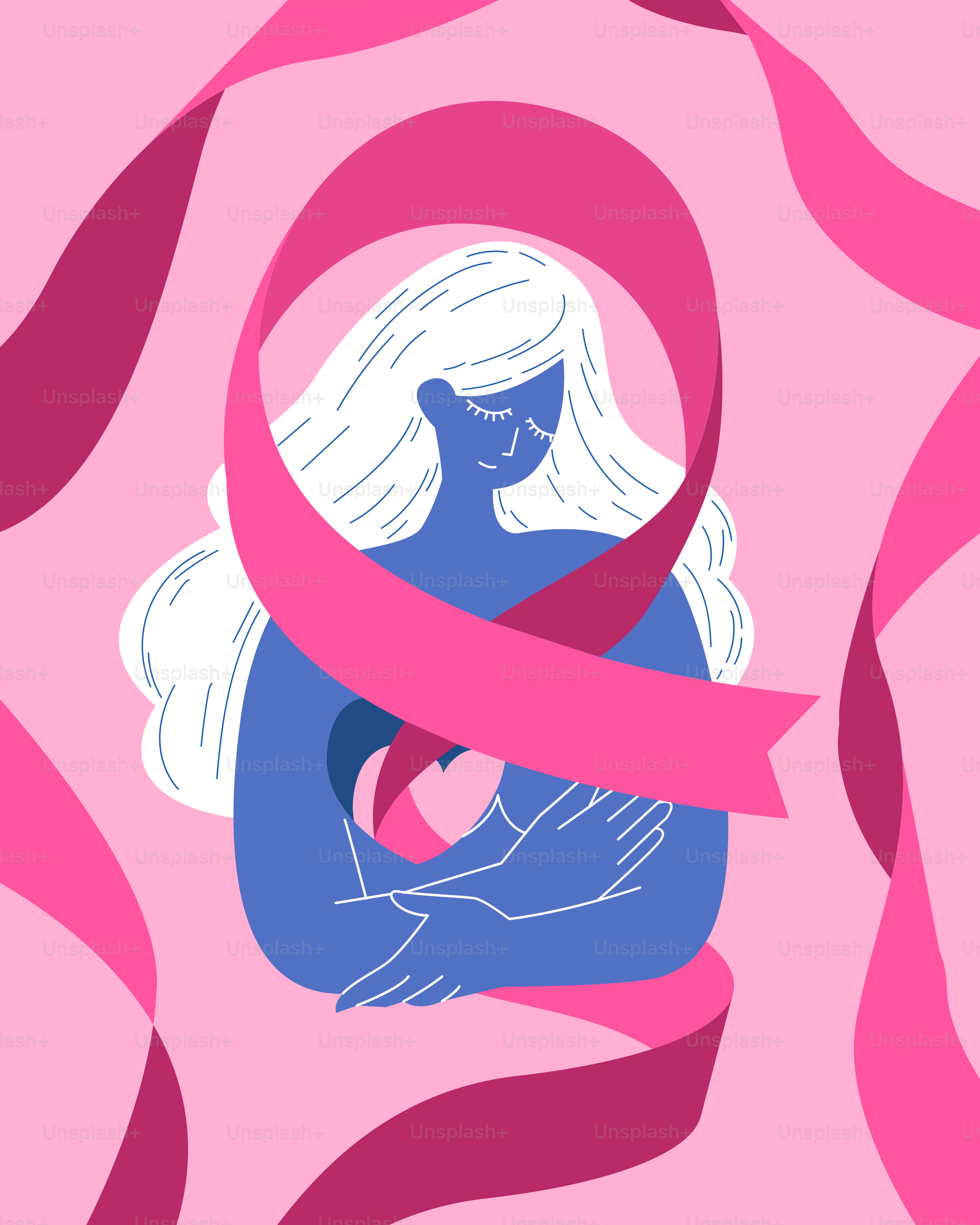 A woman holding a baby wrapped in a pink ribbon