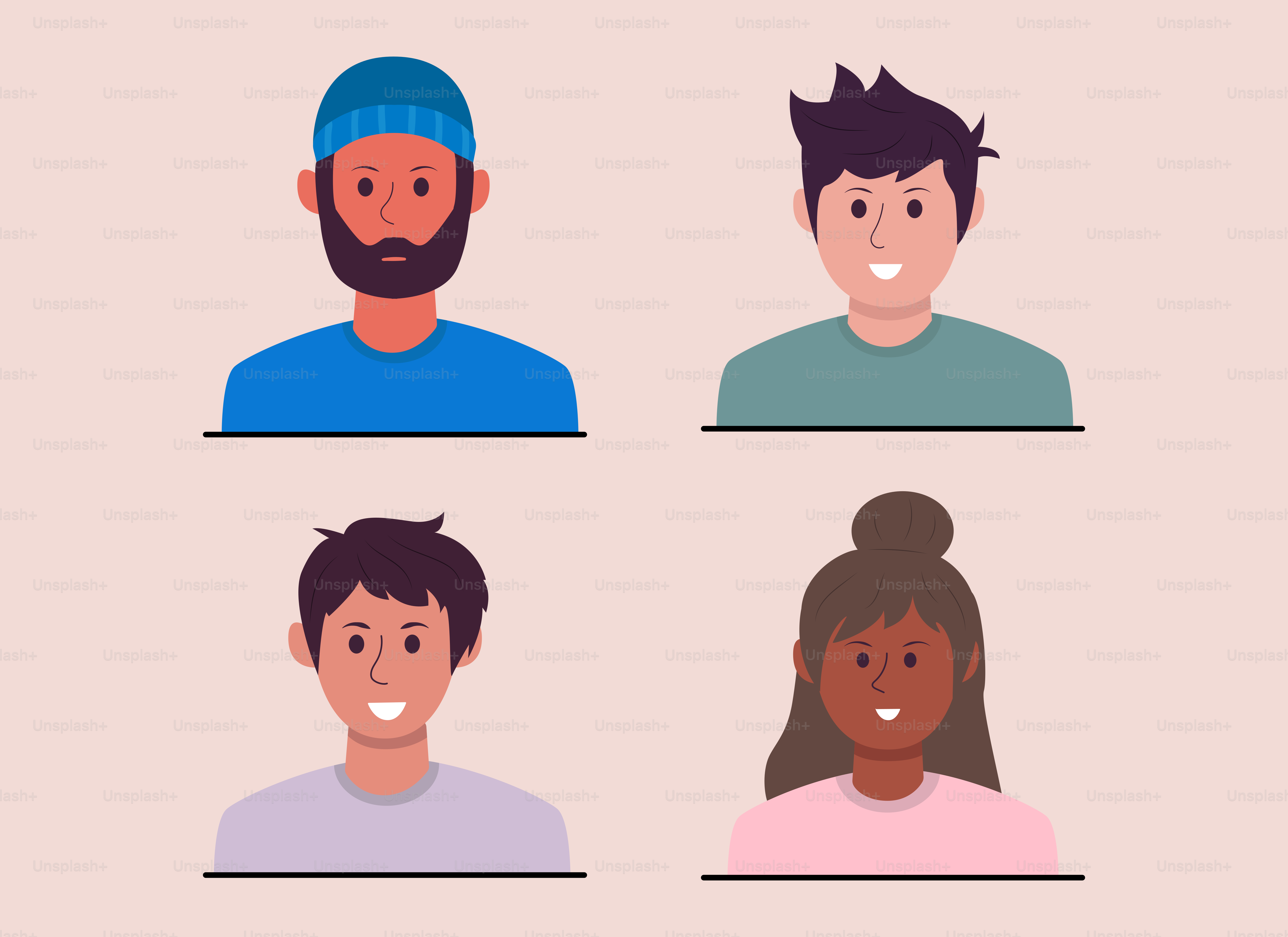 Um grupo de pessoas com expressões faciais diferentes