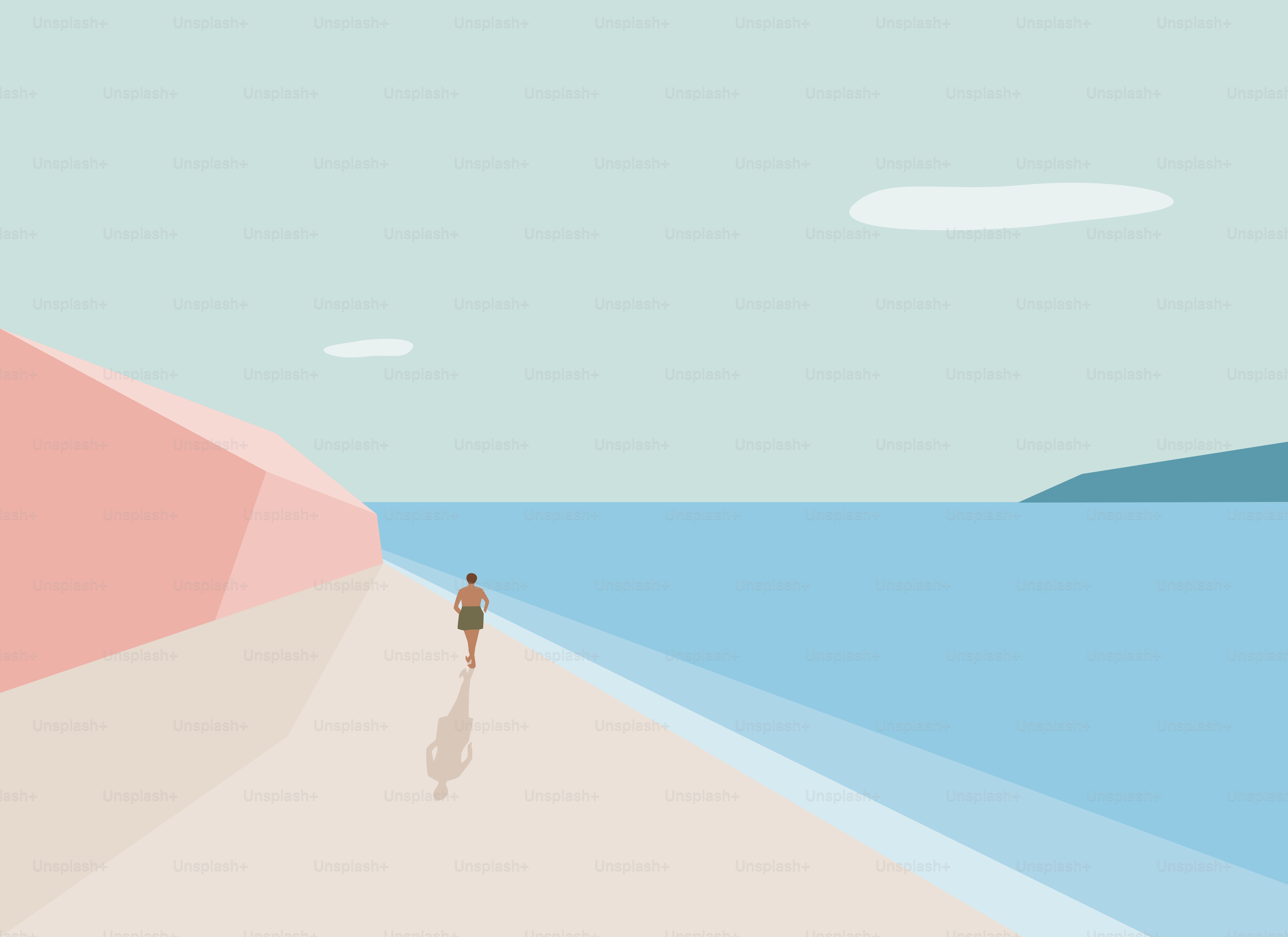 A person walking on a beach near the ocean