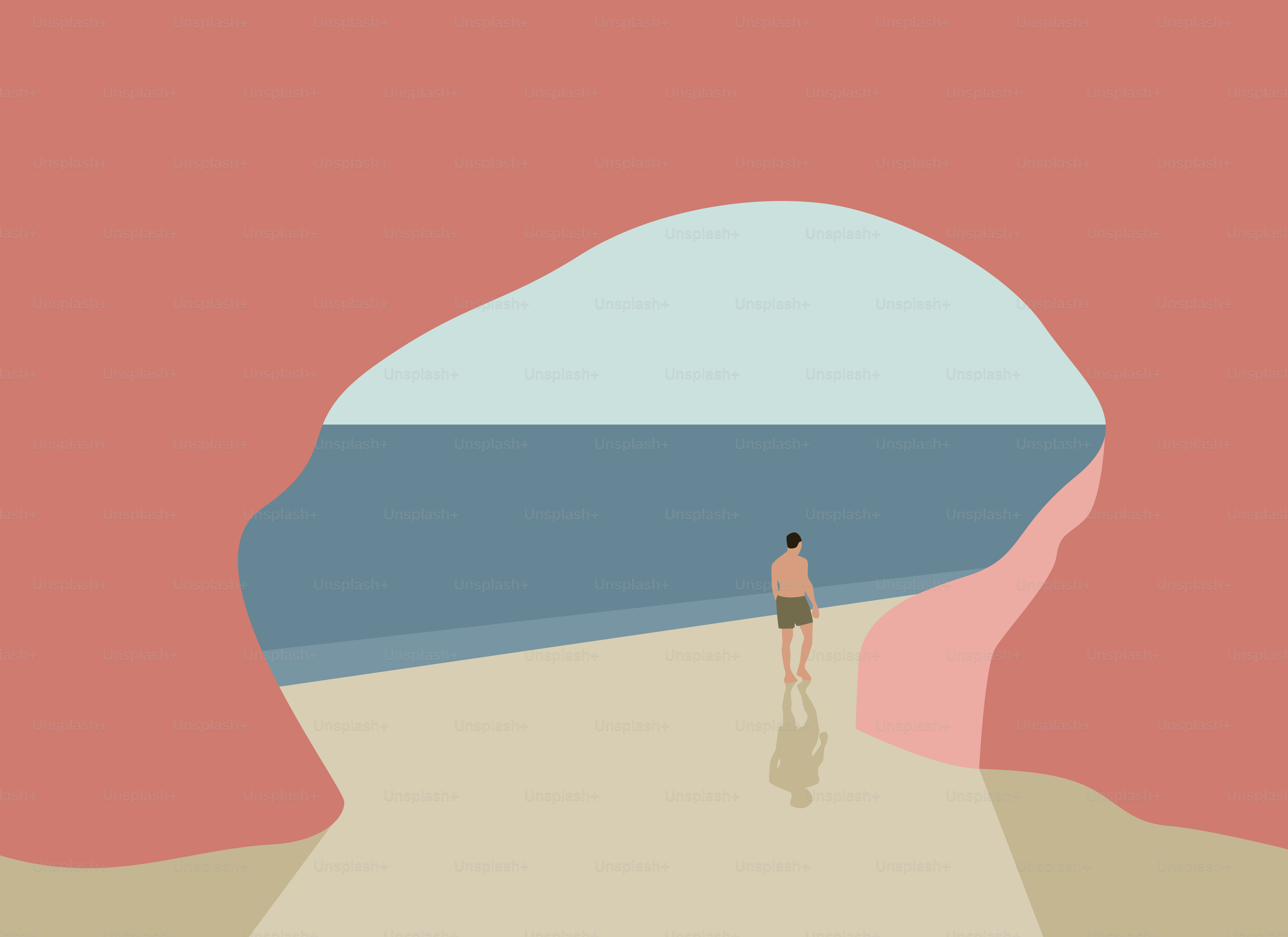 Una persona de pie en una playa cerca del mar