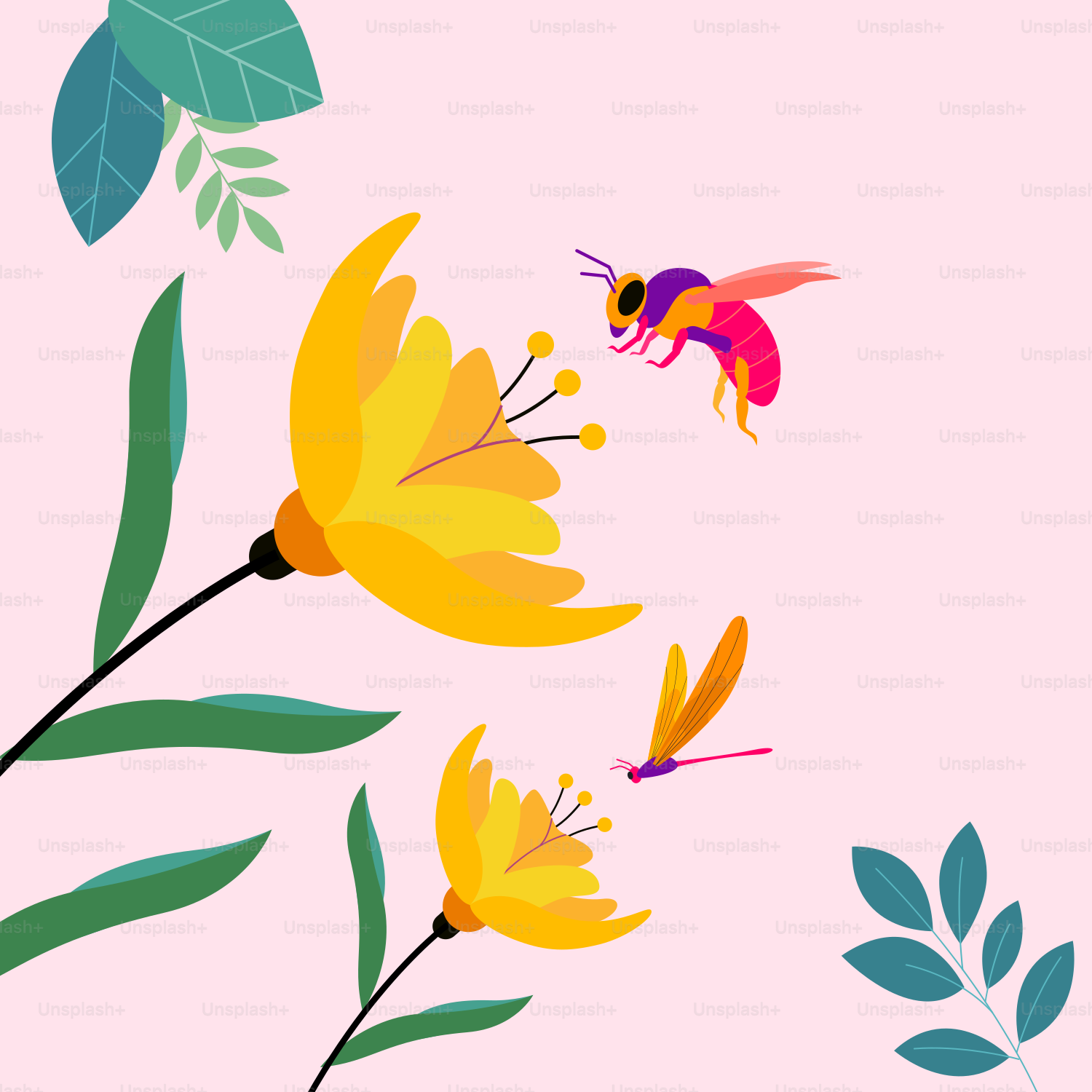Ein Bild einer Blume mit einer Biene darauf