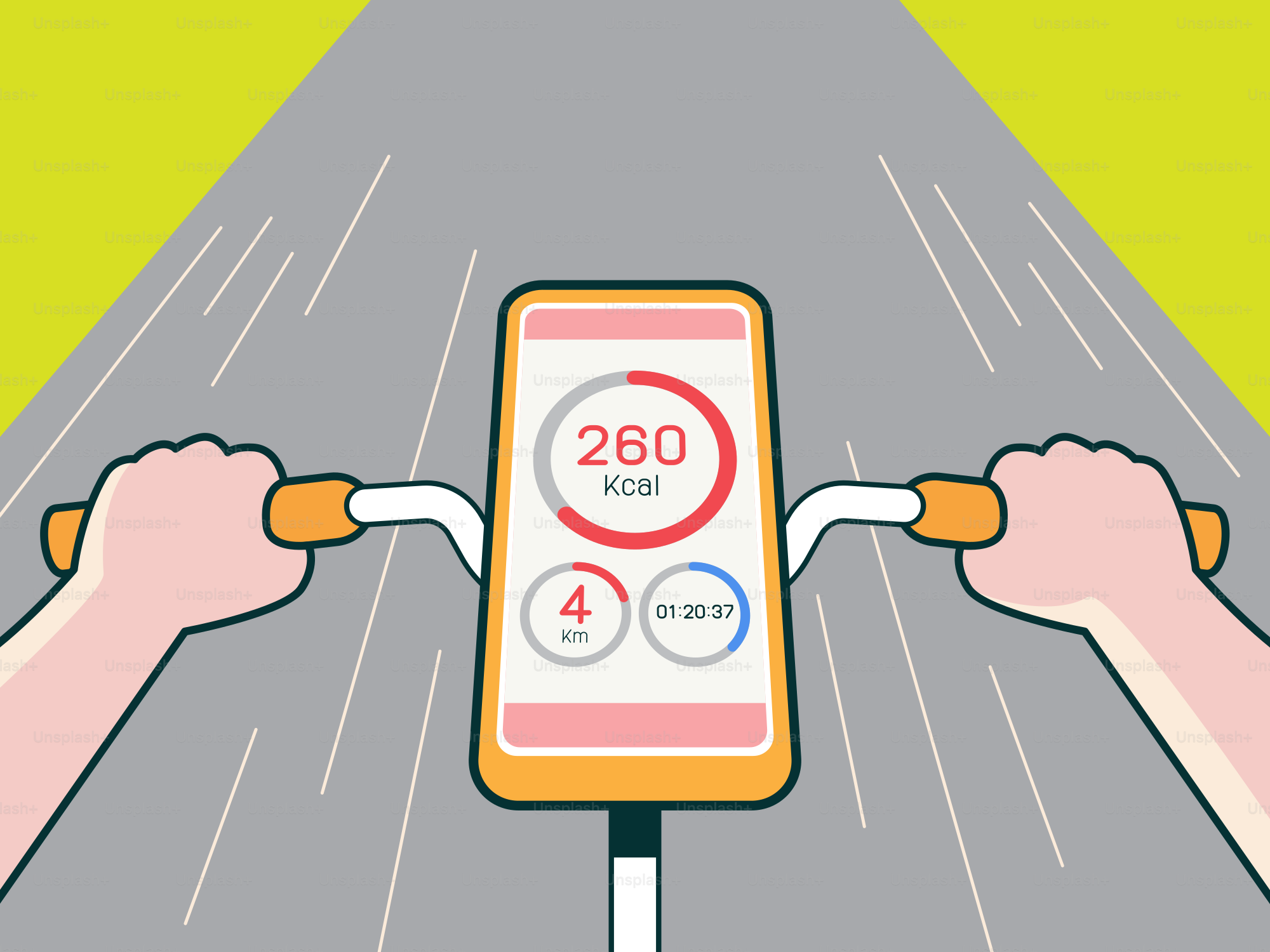 Uma pessoa andando de bicicleta com um velocímetro