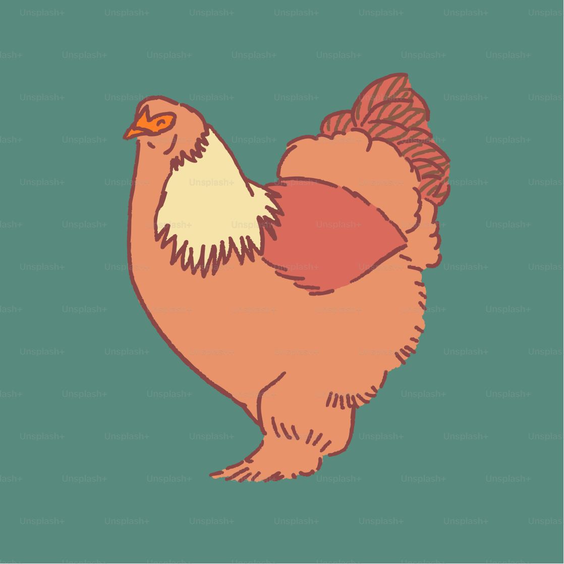 Una gallina con un sombrero en la cabeza