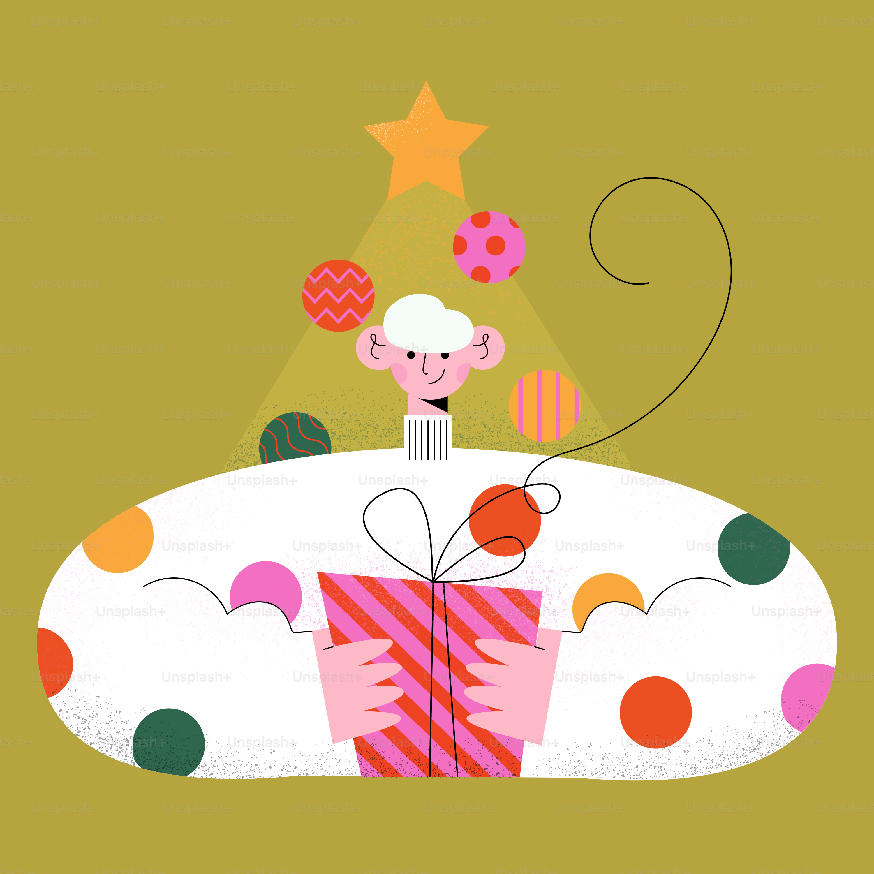 A birthday card with a sheep holding a present