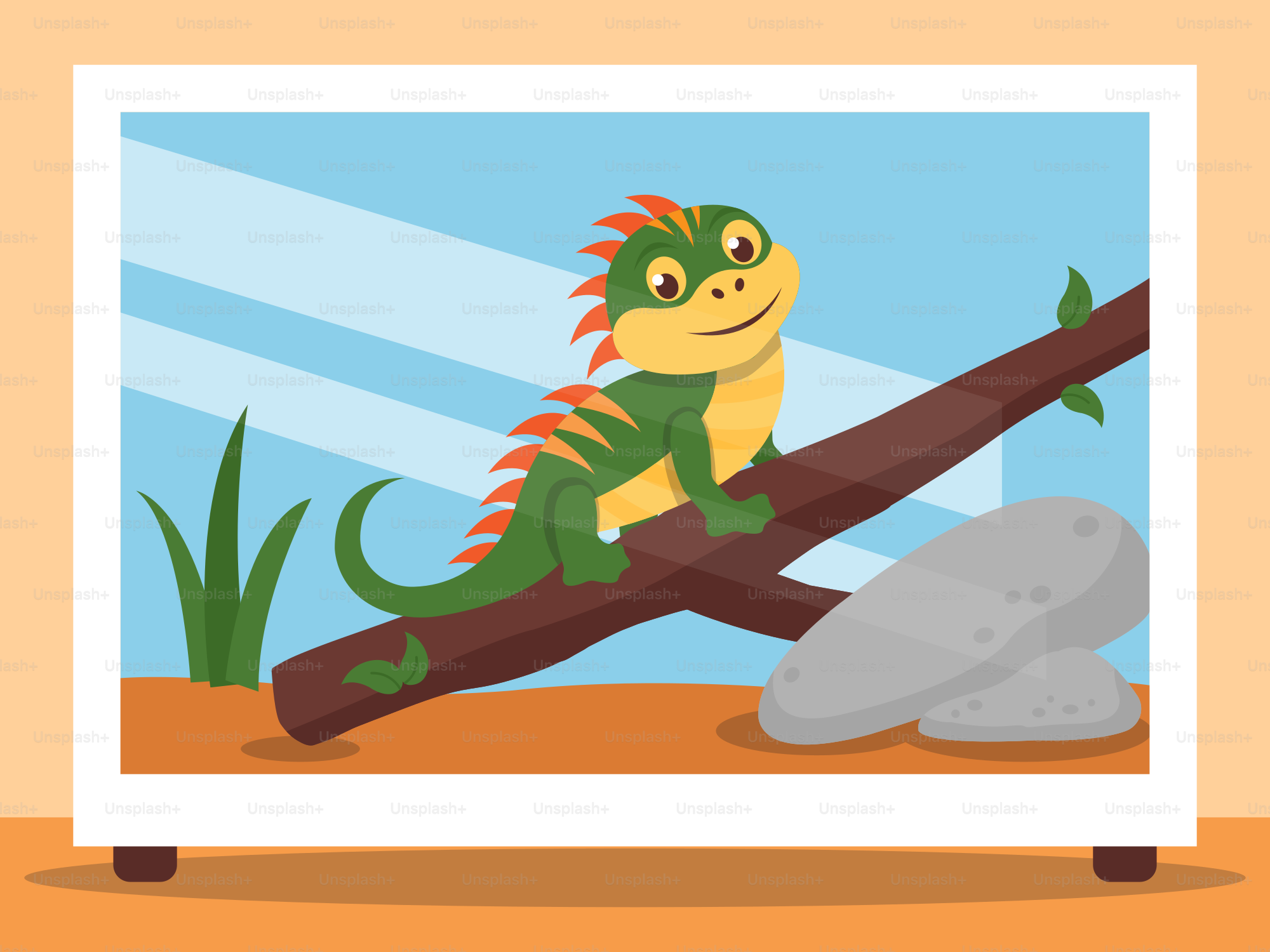 Ein Bild einer Eidechse, die auf einem Ast sitzt