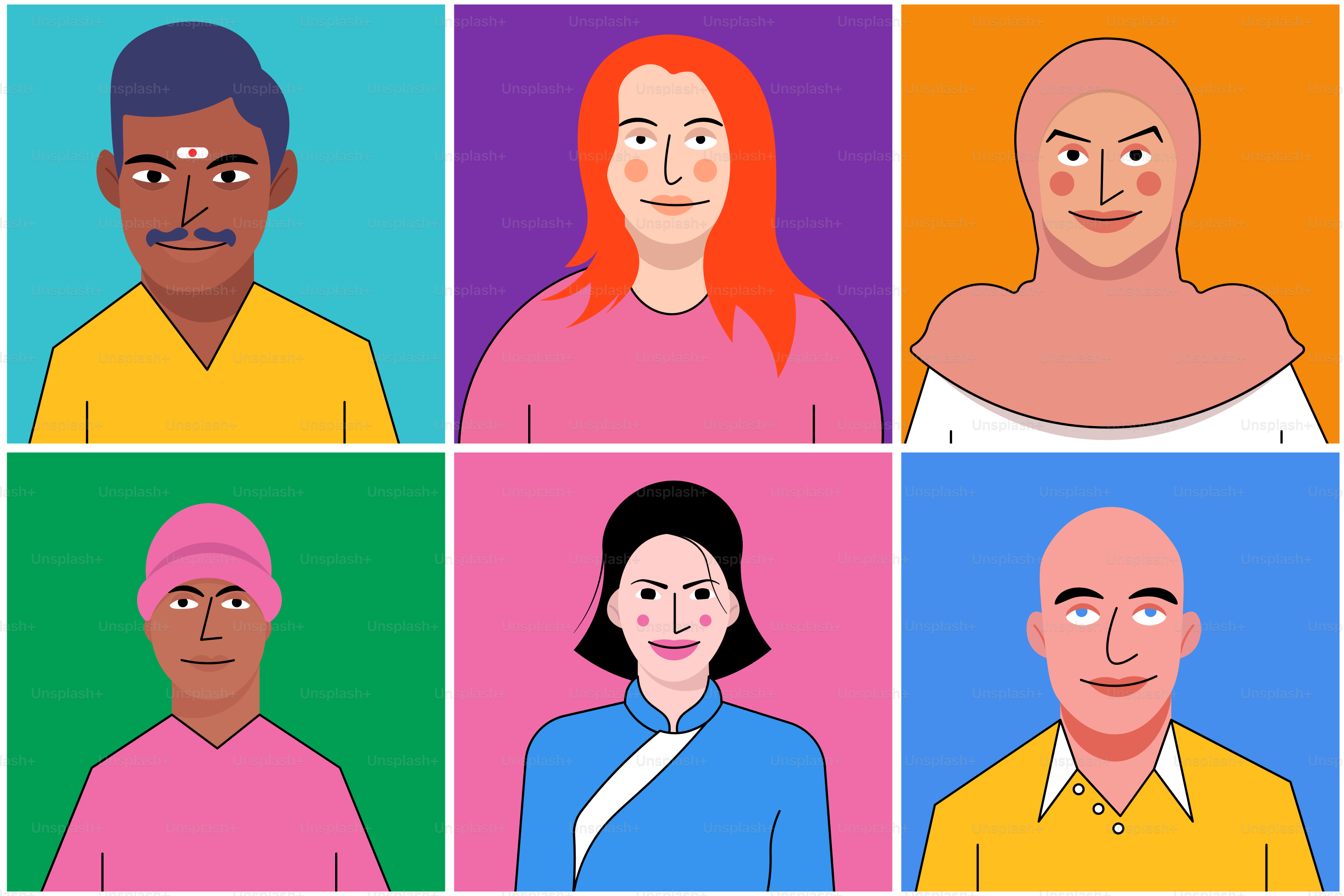 A group of people with different colored faces vector – Traditional ...