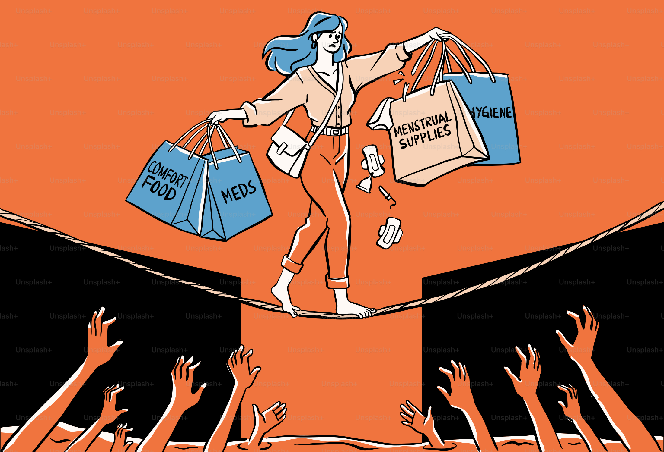 Una mujer caminando entre una multitud de personas que llevan bolsas de la compra