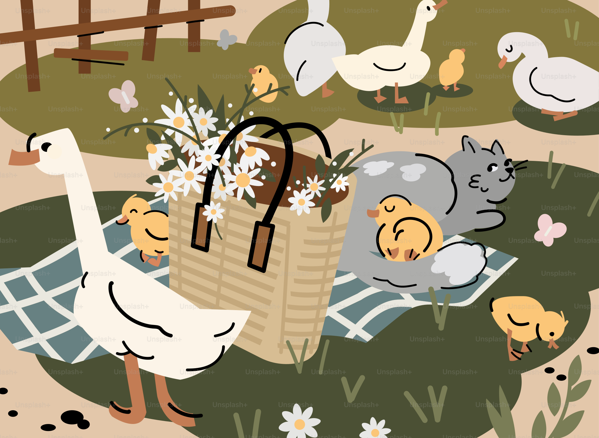 Un montón de animales que están en un campo