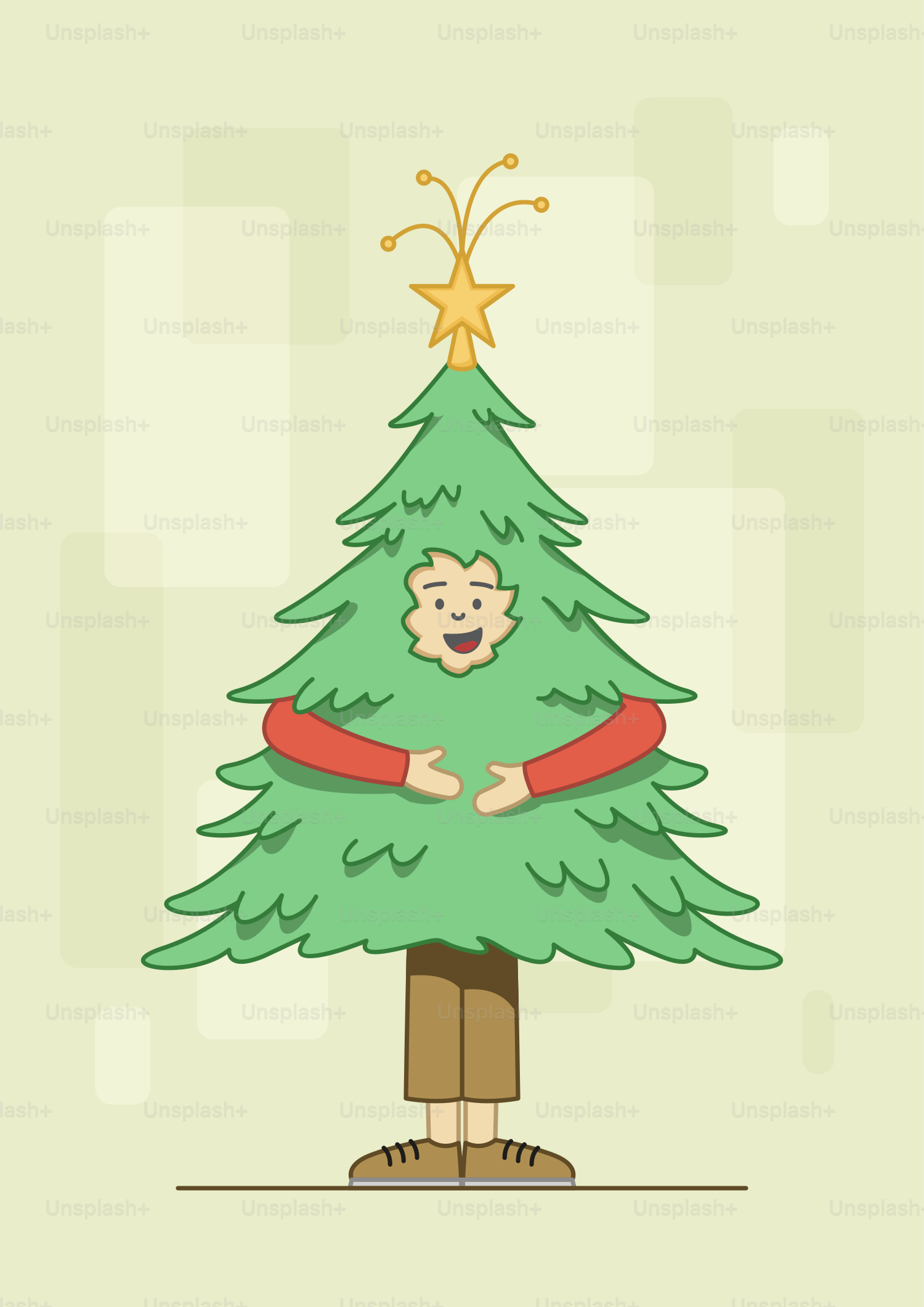 A person standing in front of a christmas tree