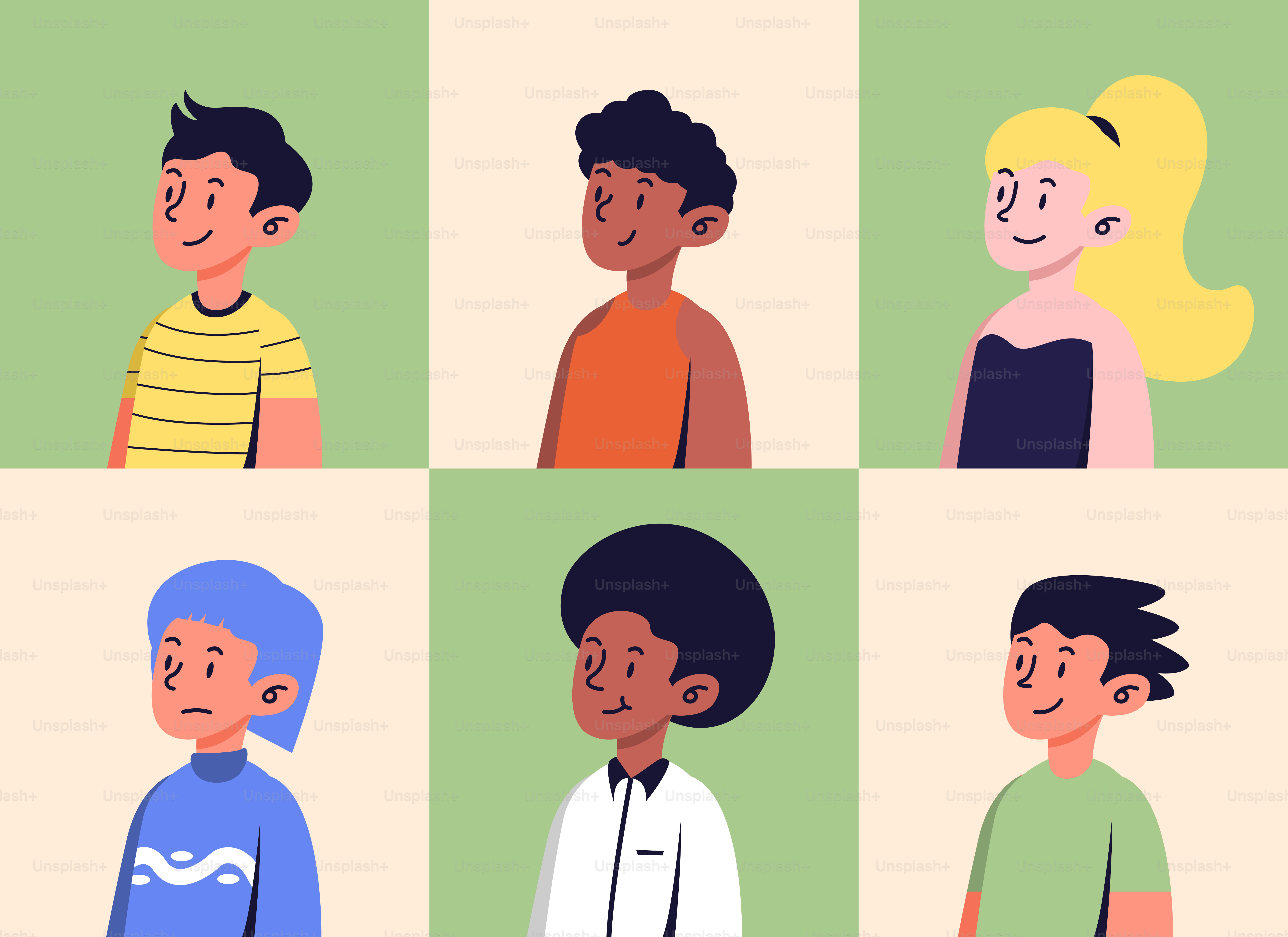 A group of people with different facial expressions