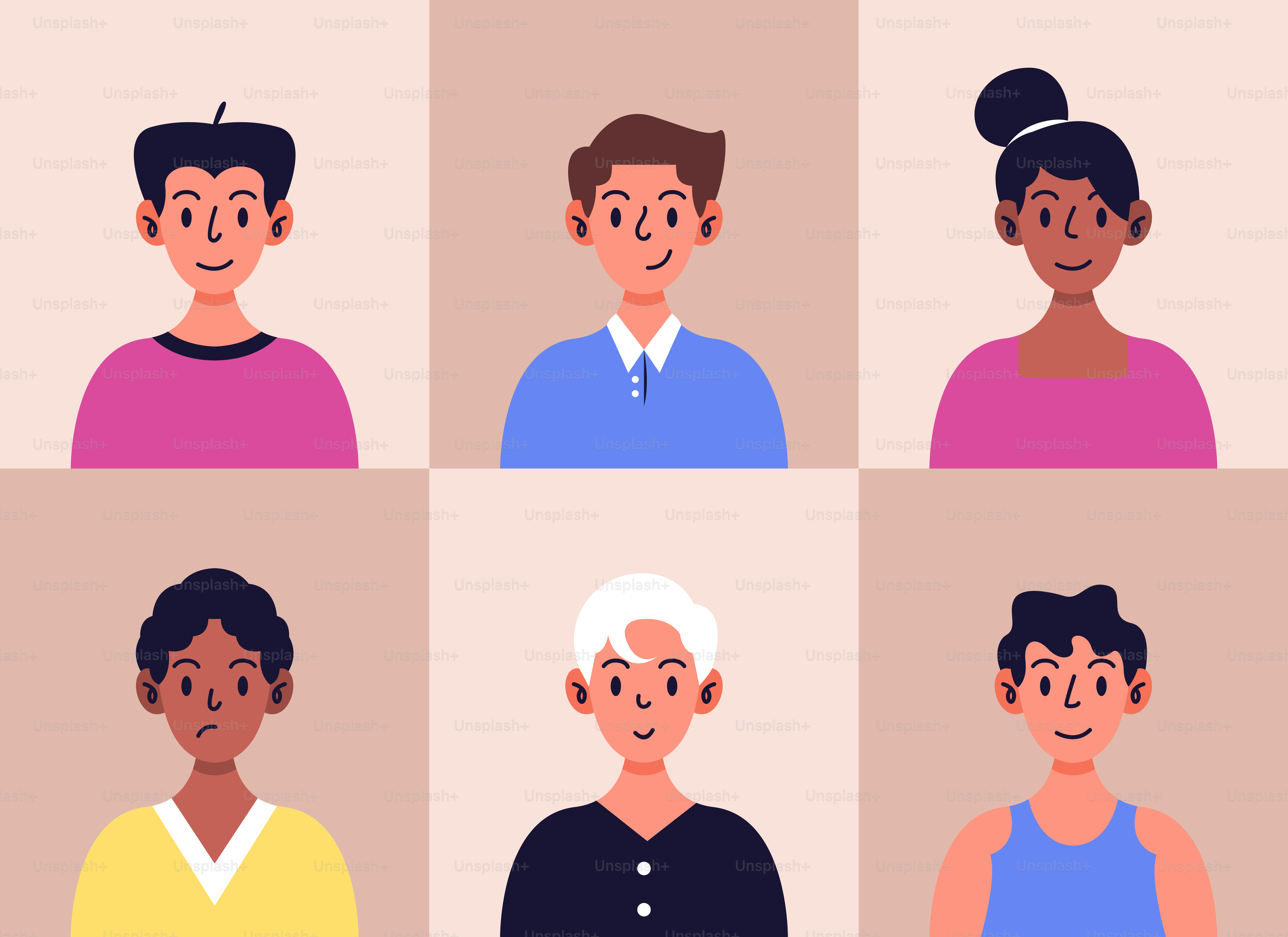 A group of people with different facial expressions