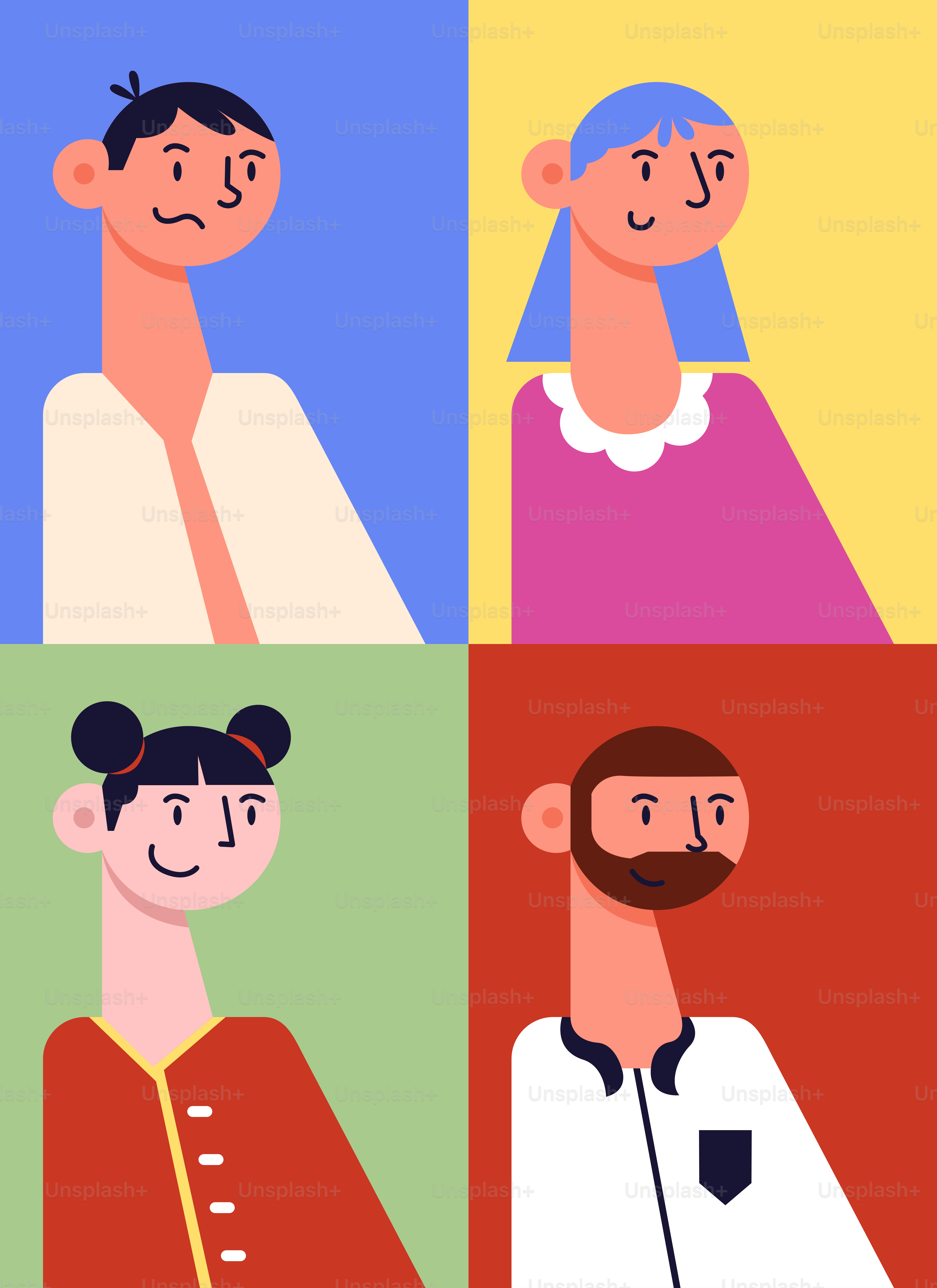 Eine Gruppe von Menschen mit unterschiedlichen Gesichtsausdrücken