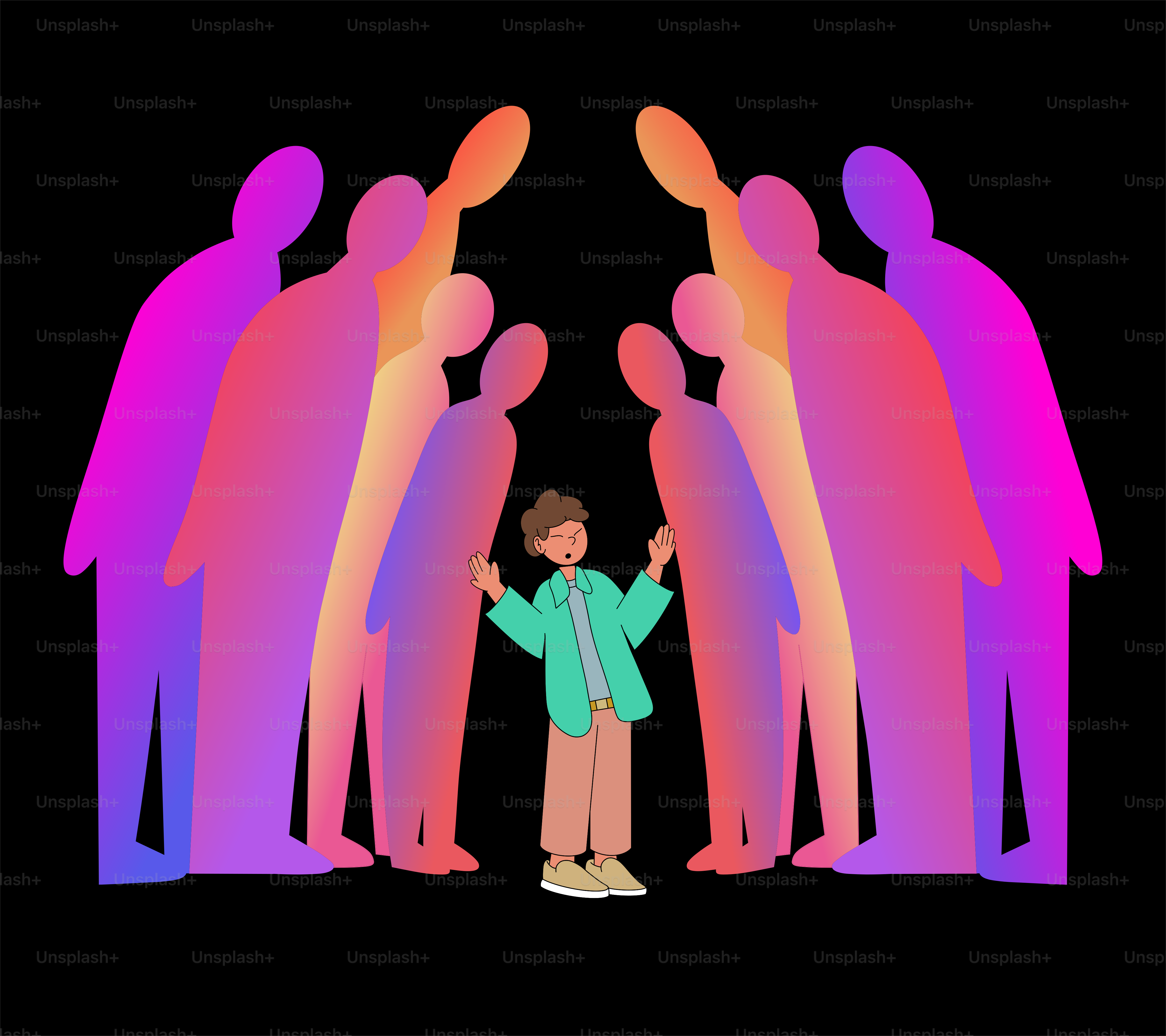 A person standing in front of a group of people
