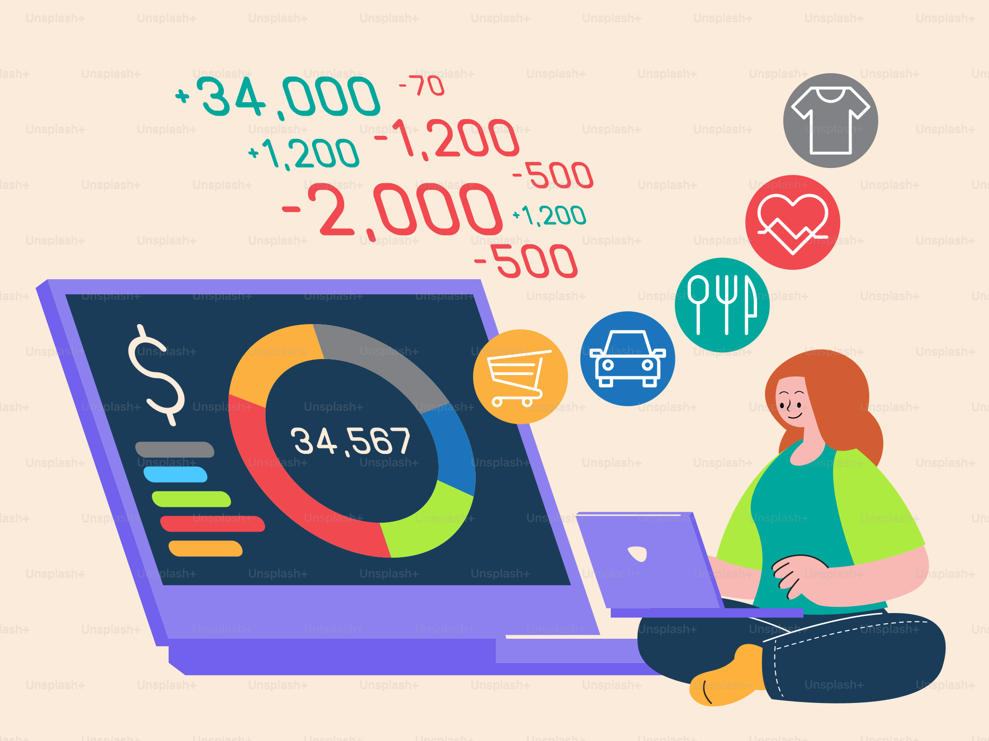 Uma mulher sentada no chão usando um laptop