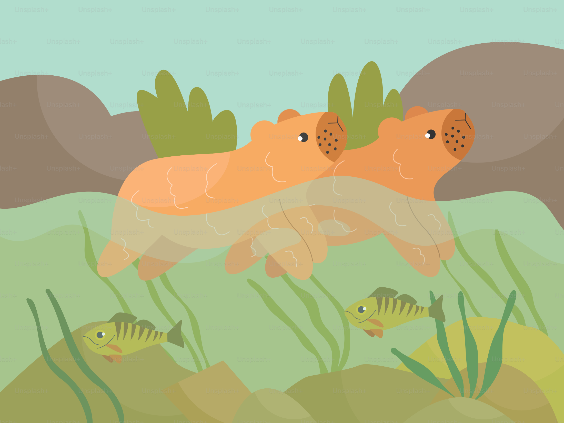 Una coppia di animali che nuotano in un po' d'acqua