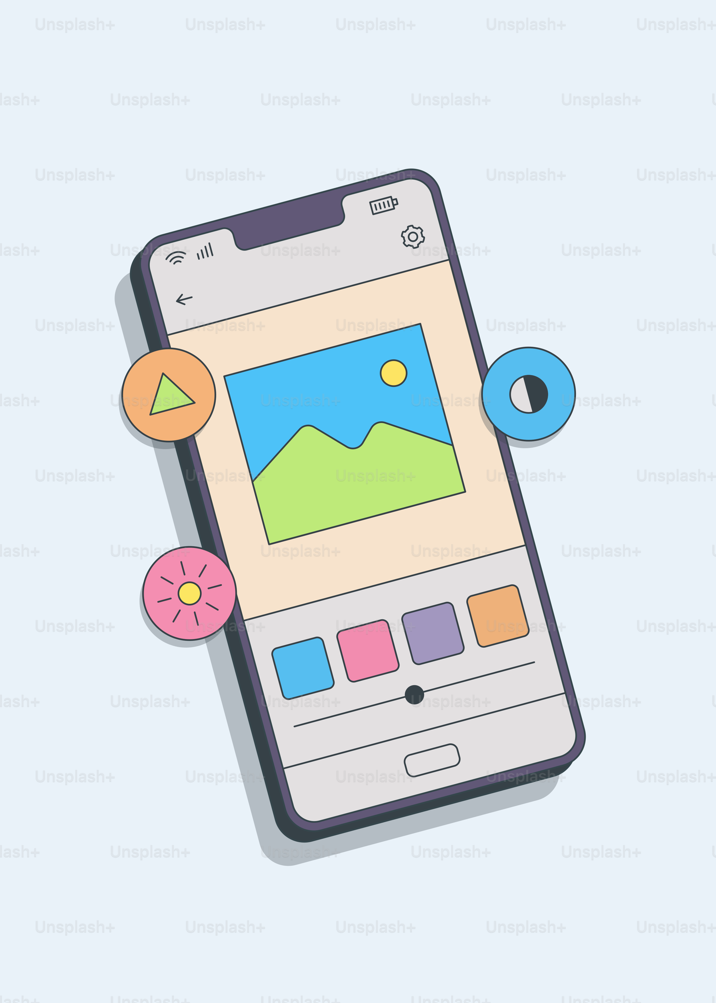 A cell phone with a flat screen on it