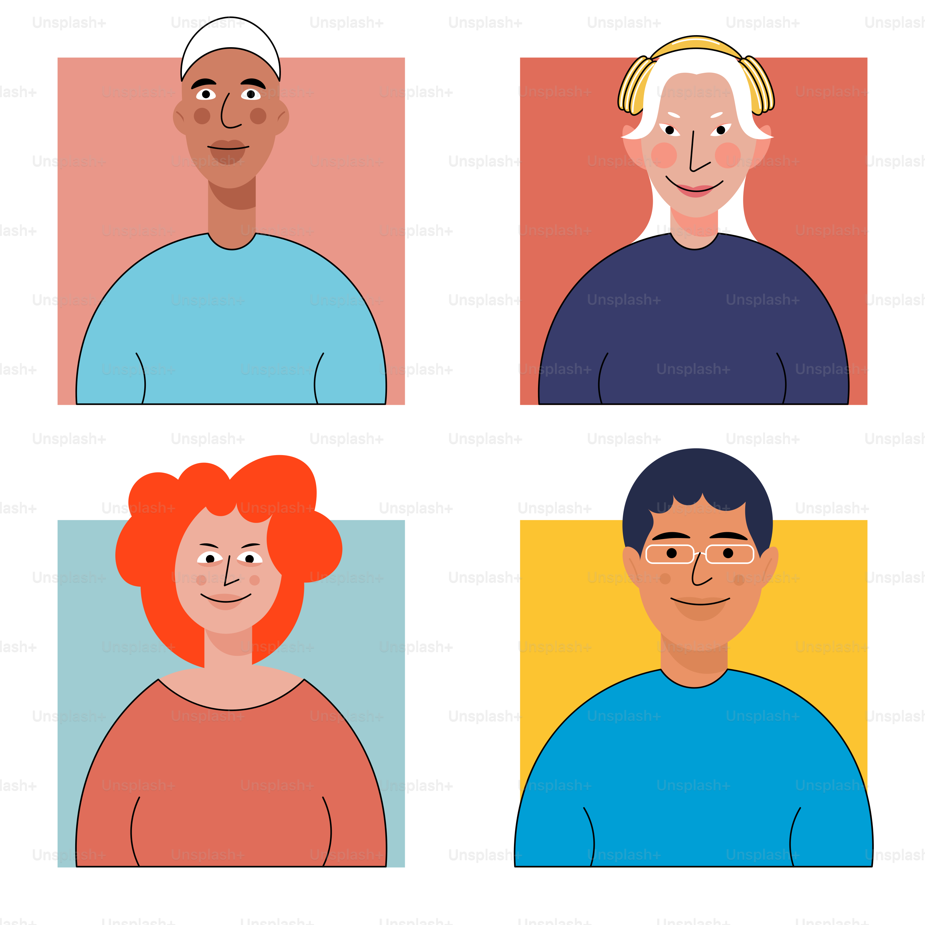 A group of people with different facial expressions