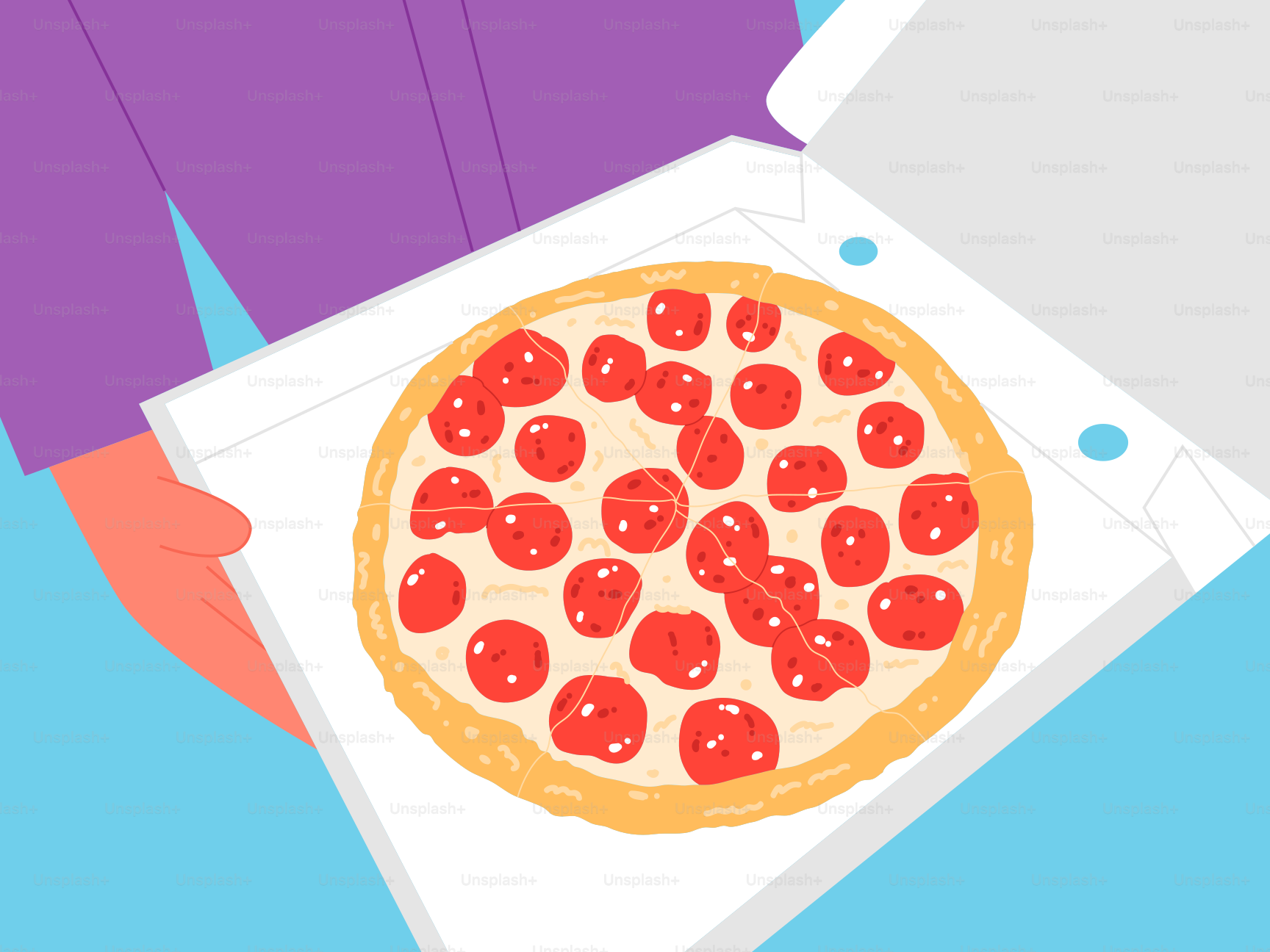 A person holding a box with a pizza inside of it