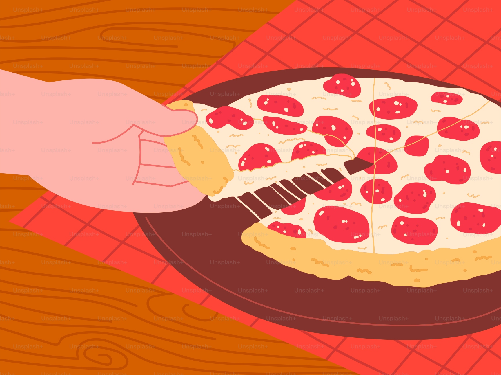 Une personne tenant une pizza sur une poêle