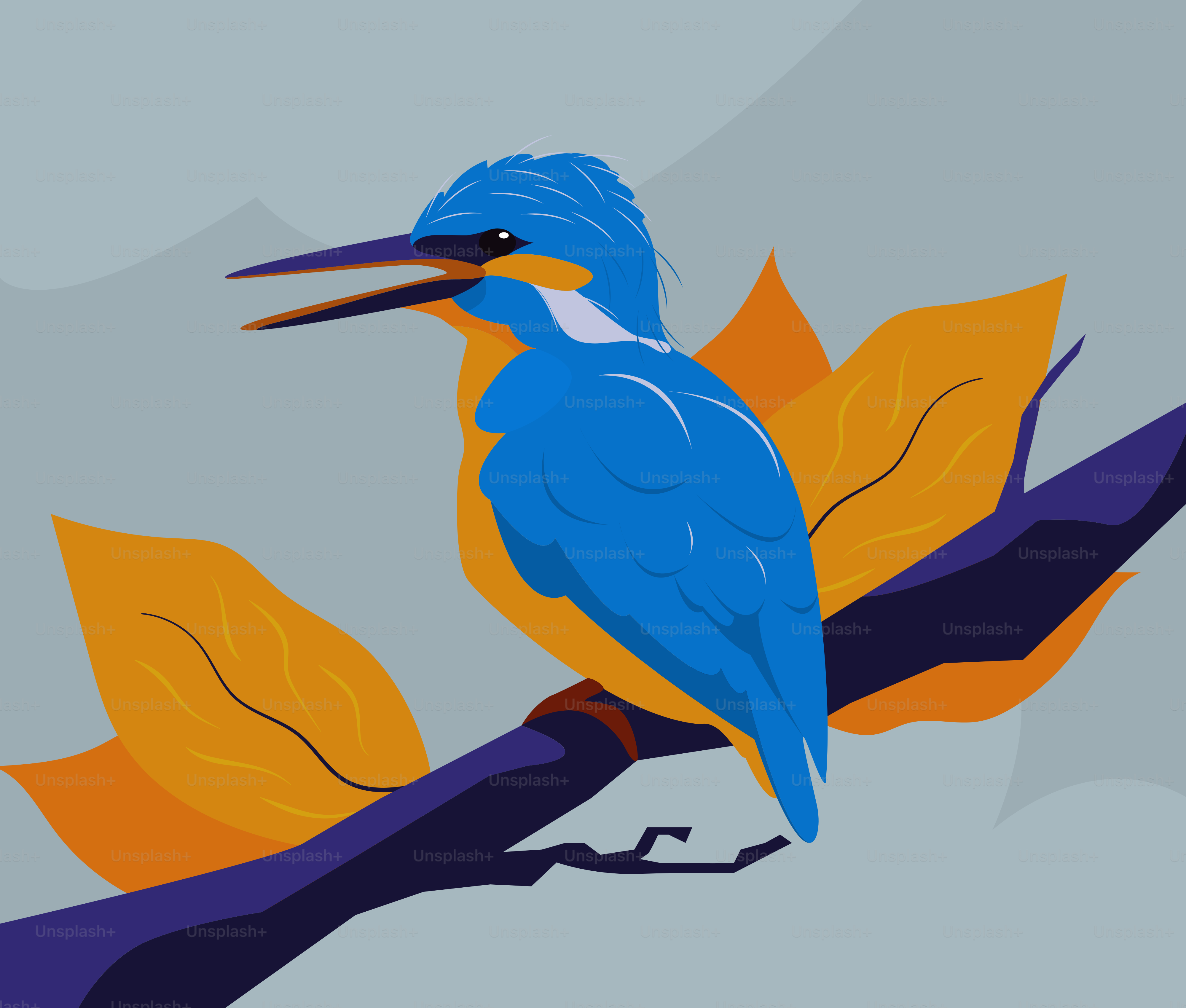 A couple of birds sitting on top of a tree branch vector – Animal Image ...