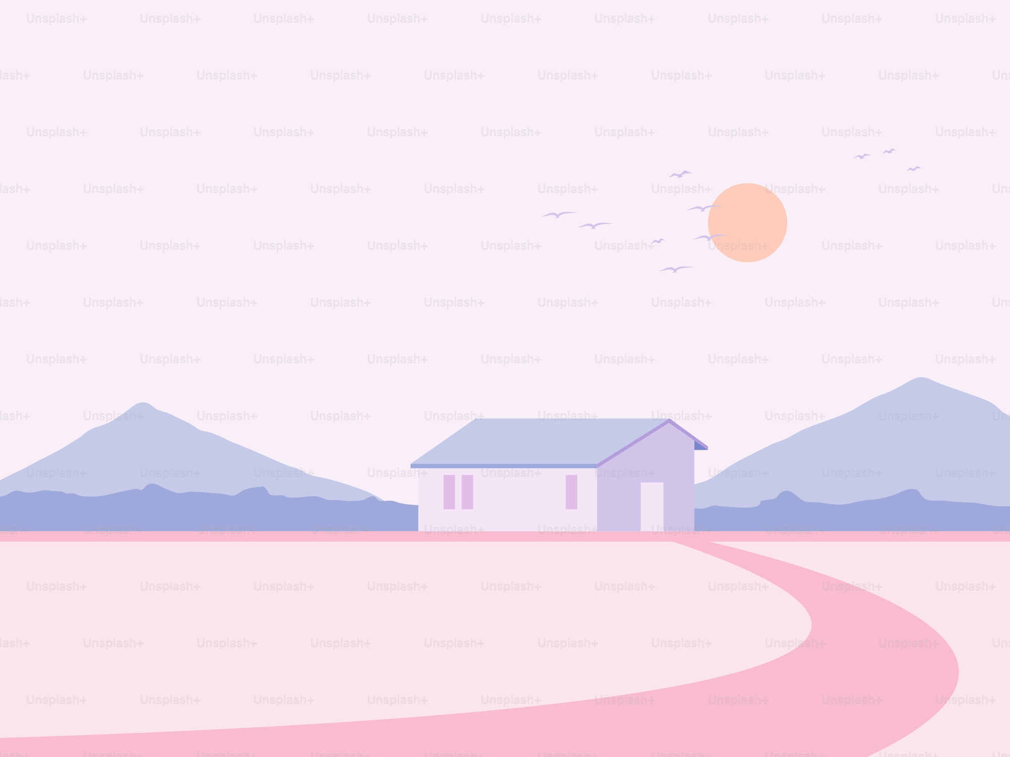 Une maison sur une colline avec des montagnes en arrière-plan