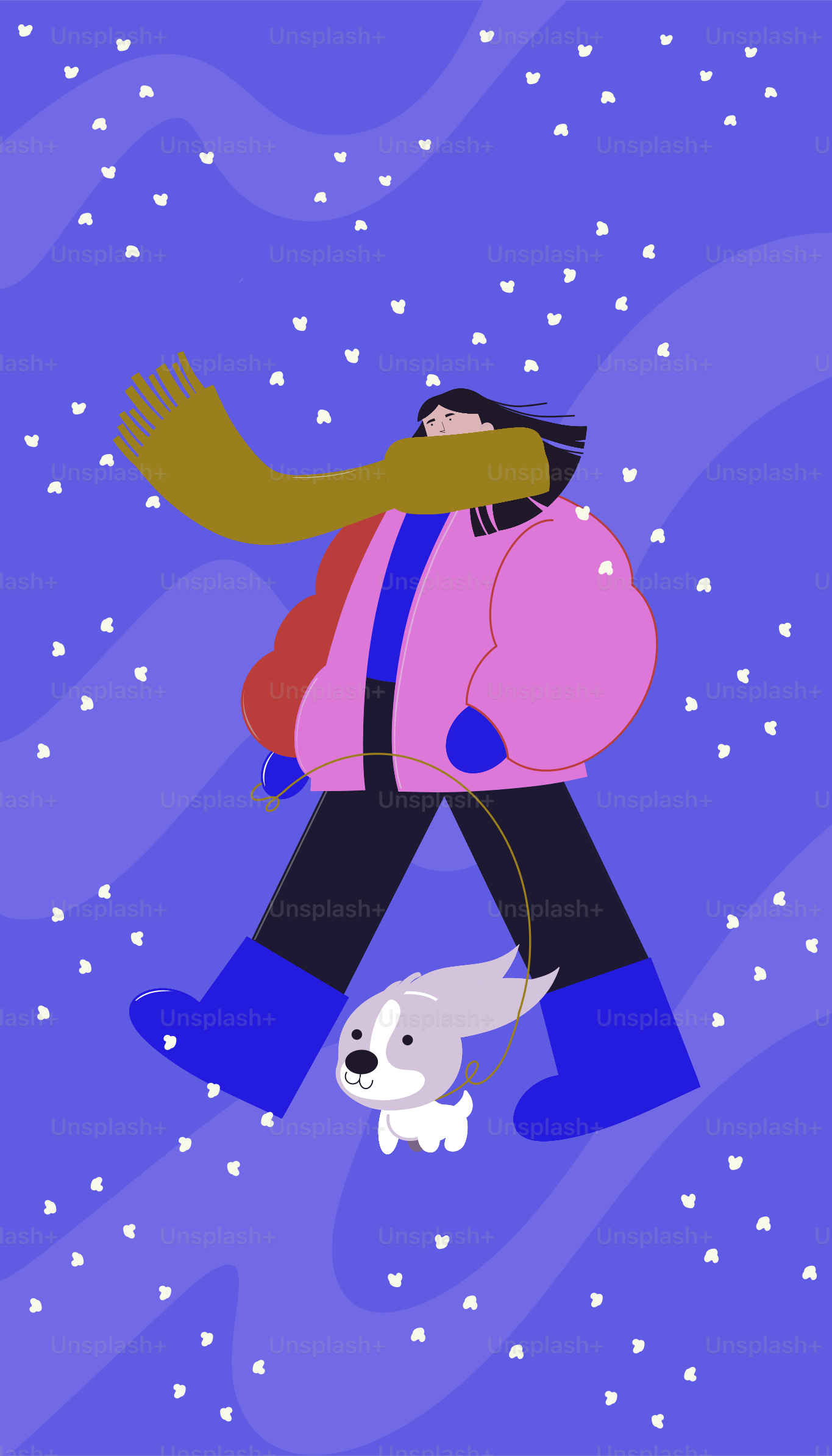 Un uomo che porta a spasso un cane nella neve