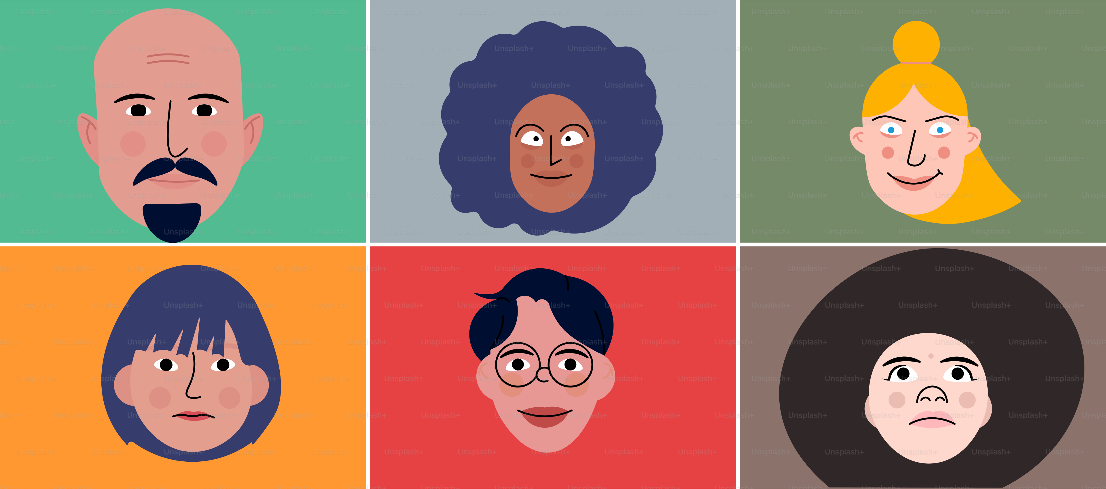 A group of people with different facial expressions