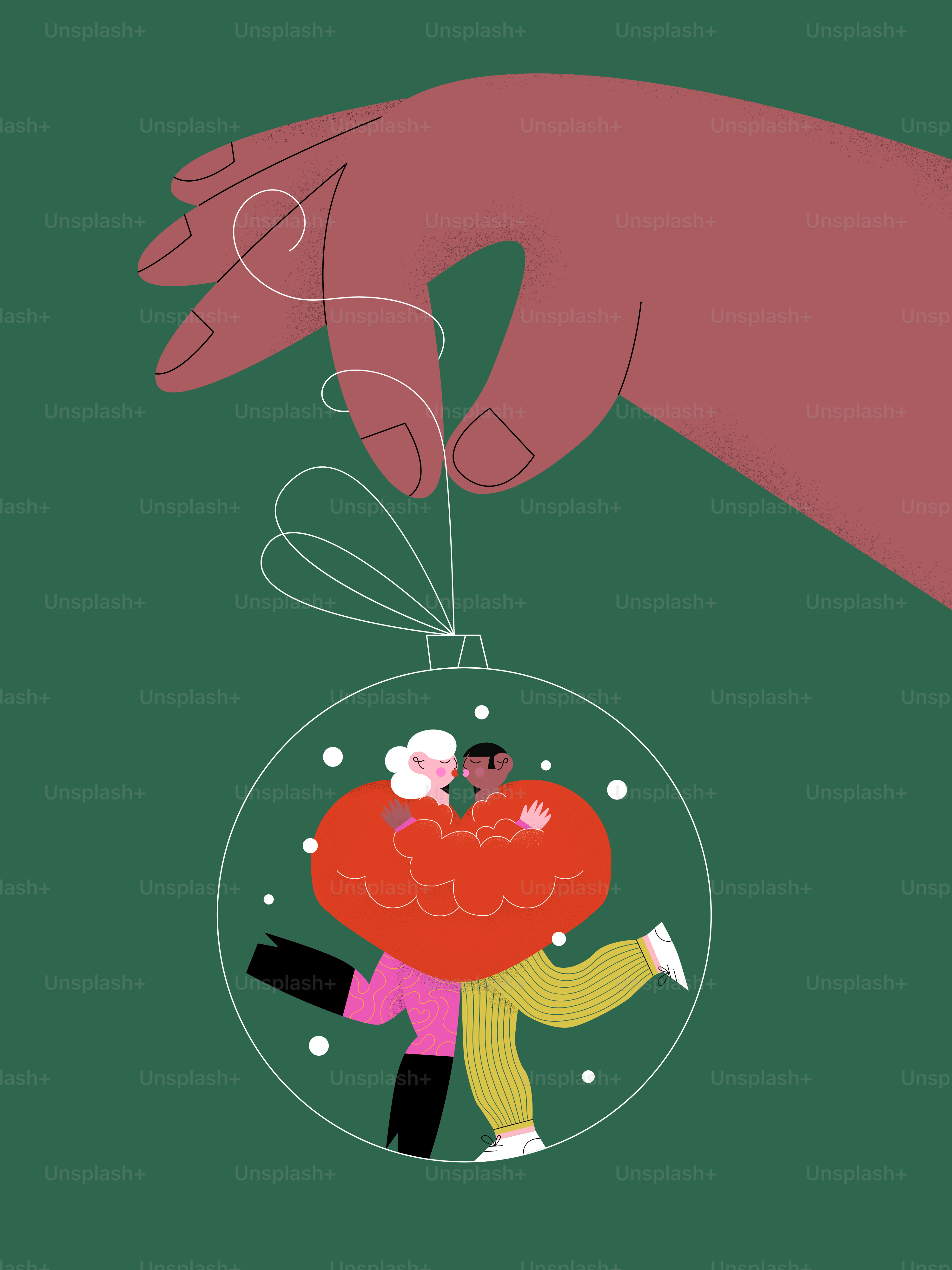 A hand holding a christmas ornament with a person on it