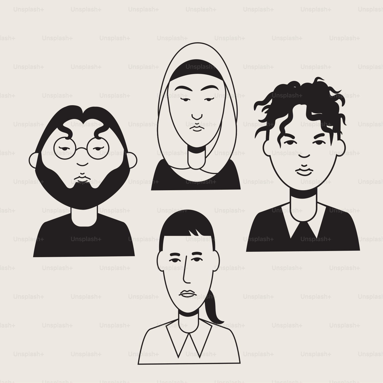 A group of people with different facial expressions