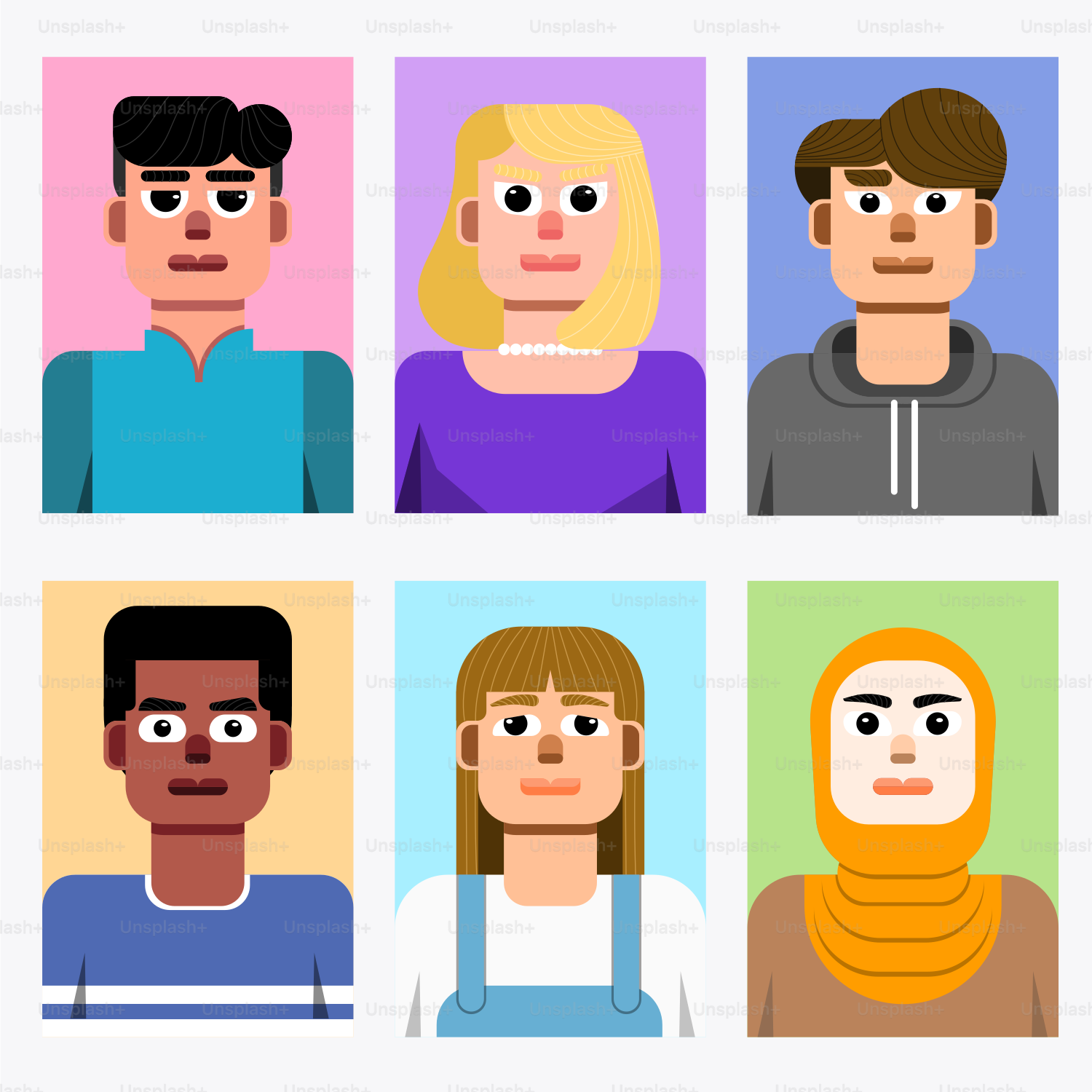 A group of people with different facial expressions vector – People ...