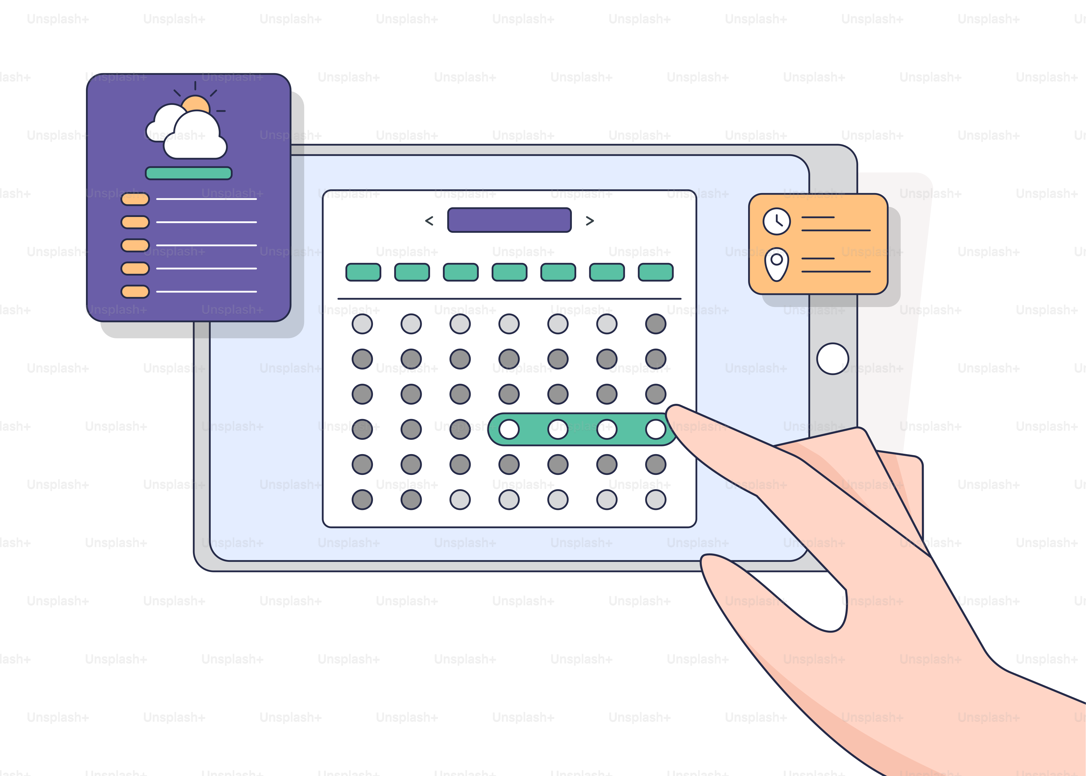 Une main touchant un bouton sur une tablette