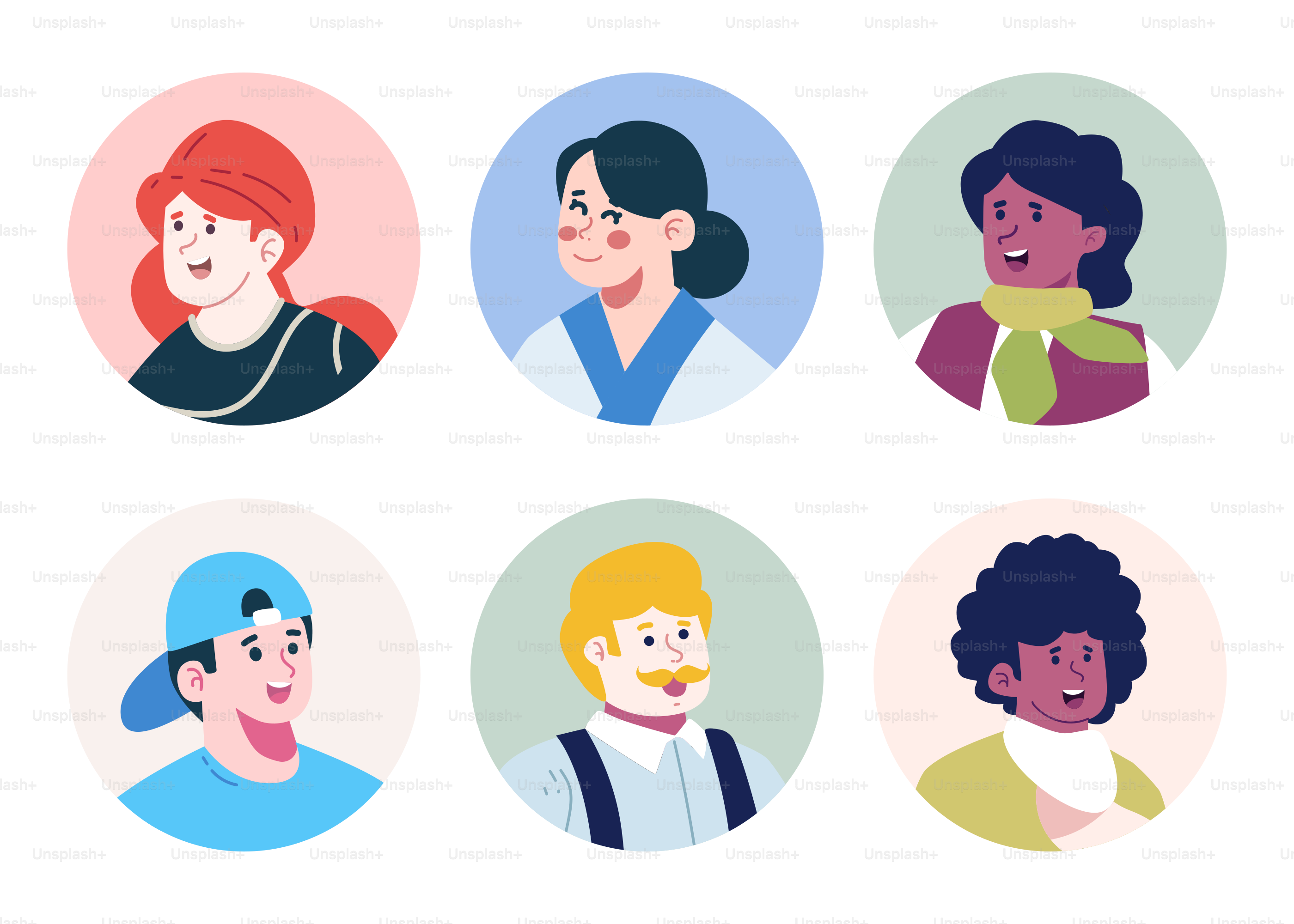 A group of people with different facial expressions vector – People ...