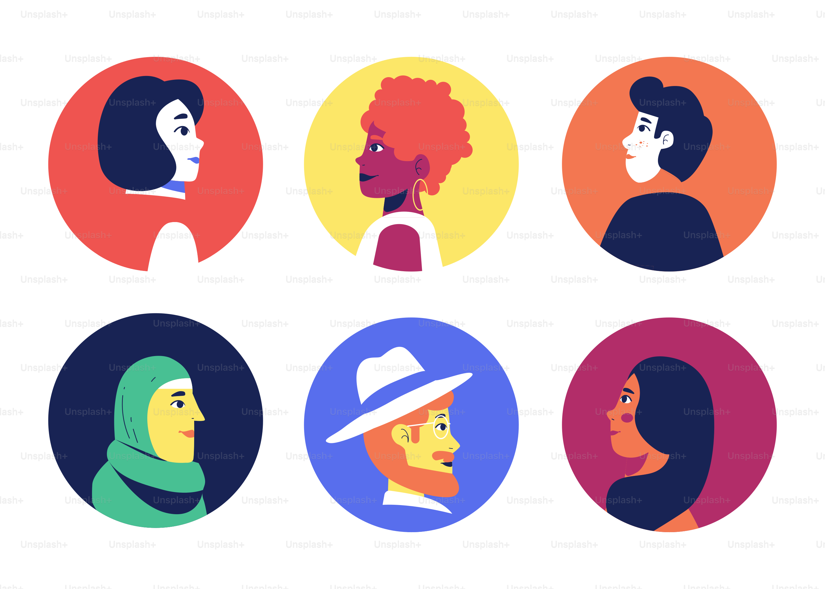 Un gruppo di persone con avatar di colori diversi