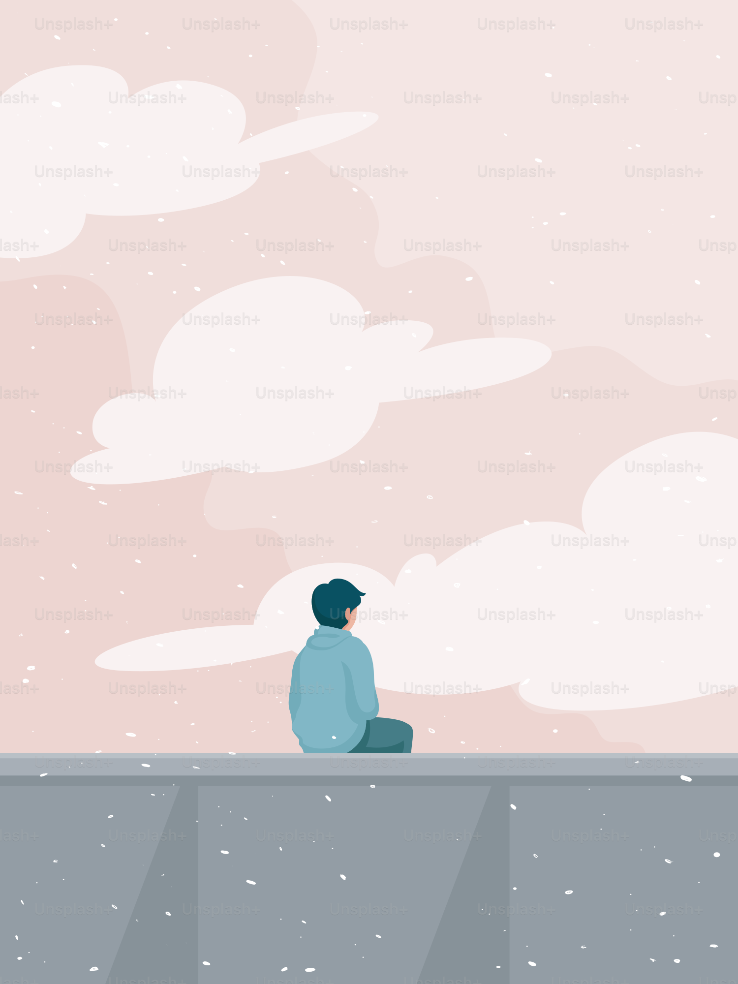 A man sitting on top of a cliff