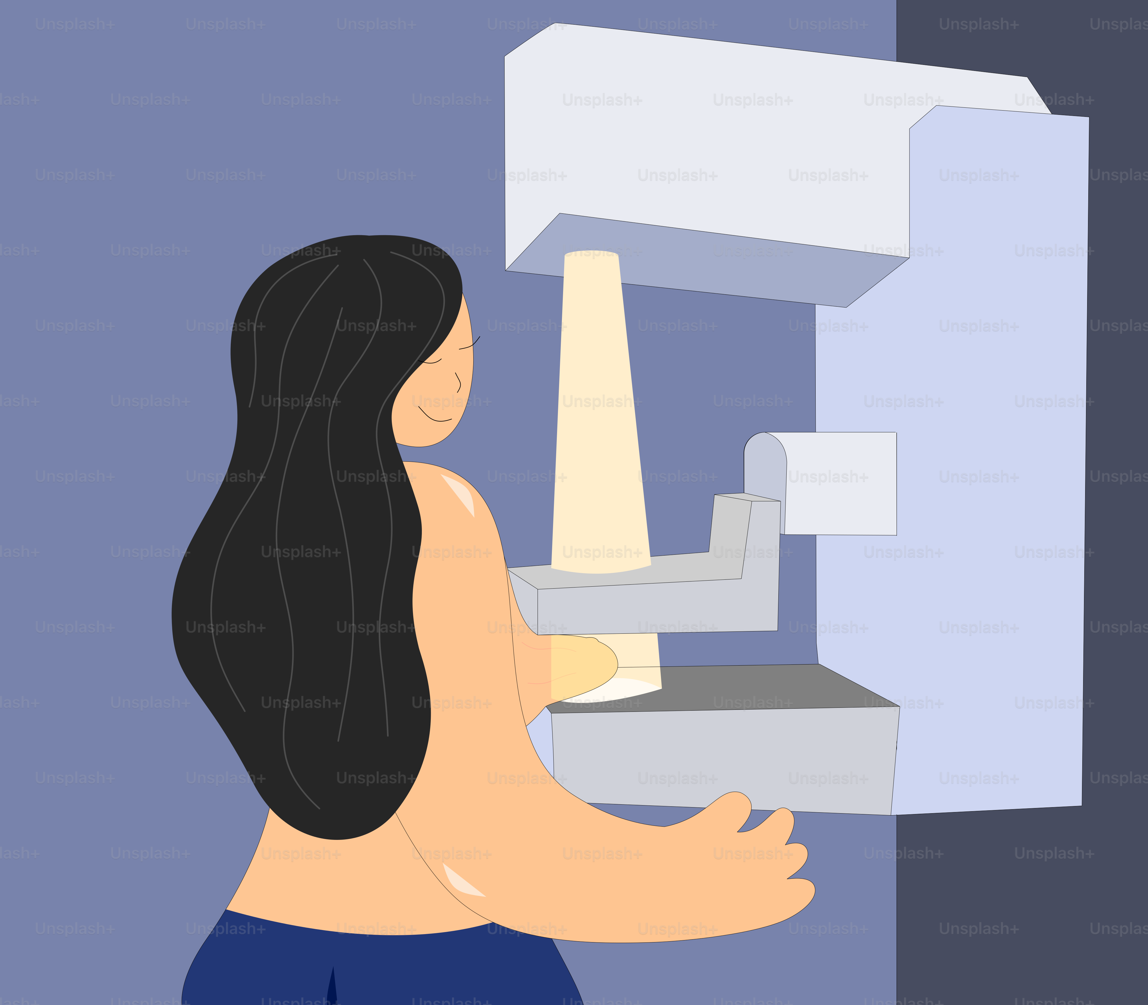 A woman is looking at something on a machine