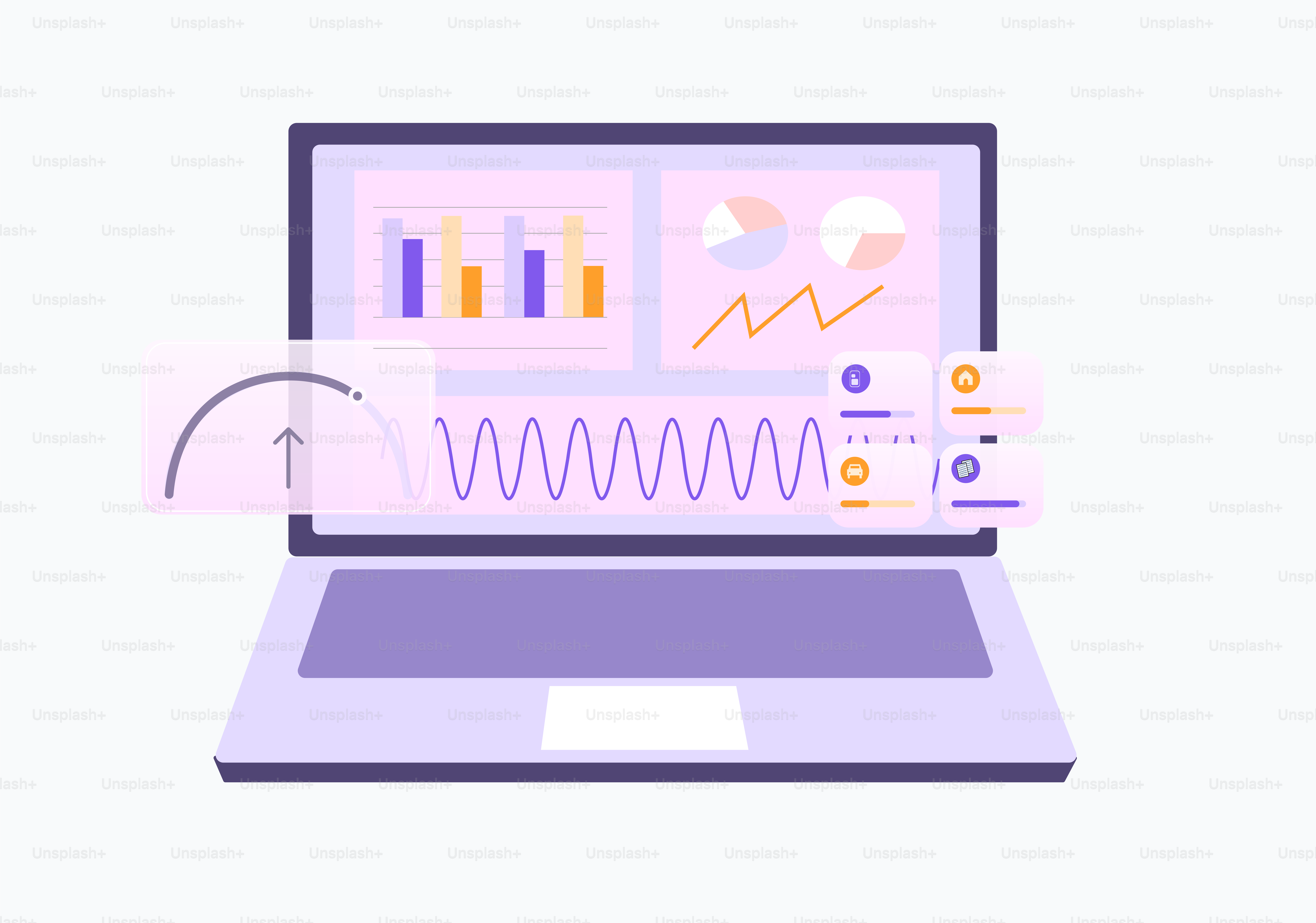 A laptop with a sound wave coming out of the screen