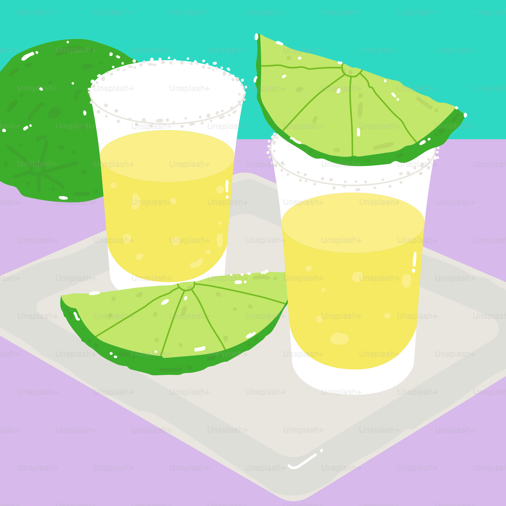 Two glasses of orange juice with lime slices on a plate