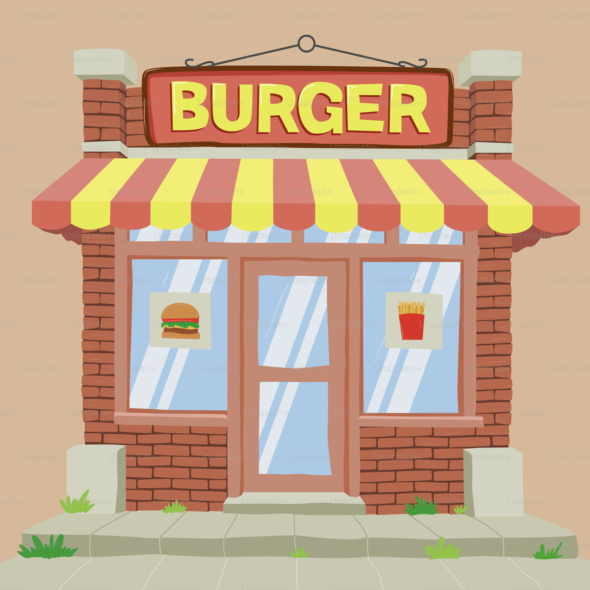 A building with a sign that says burger on it