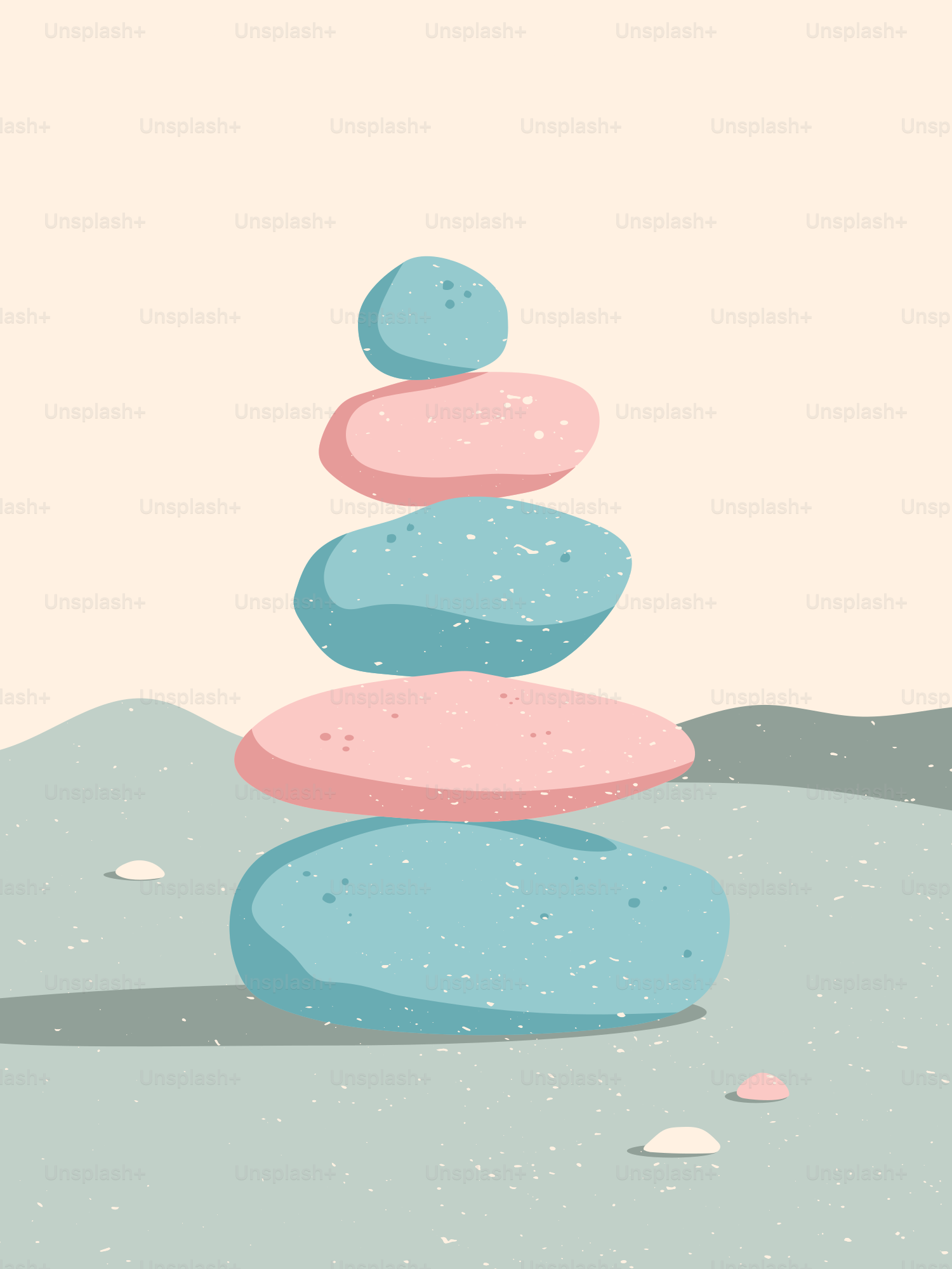A stack of rocks sitting on top of a sandy beach