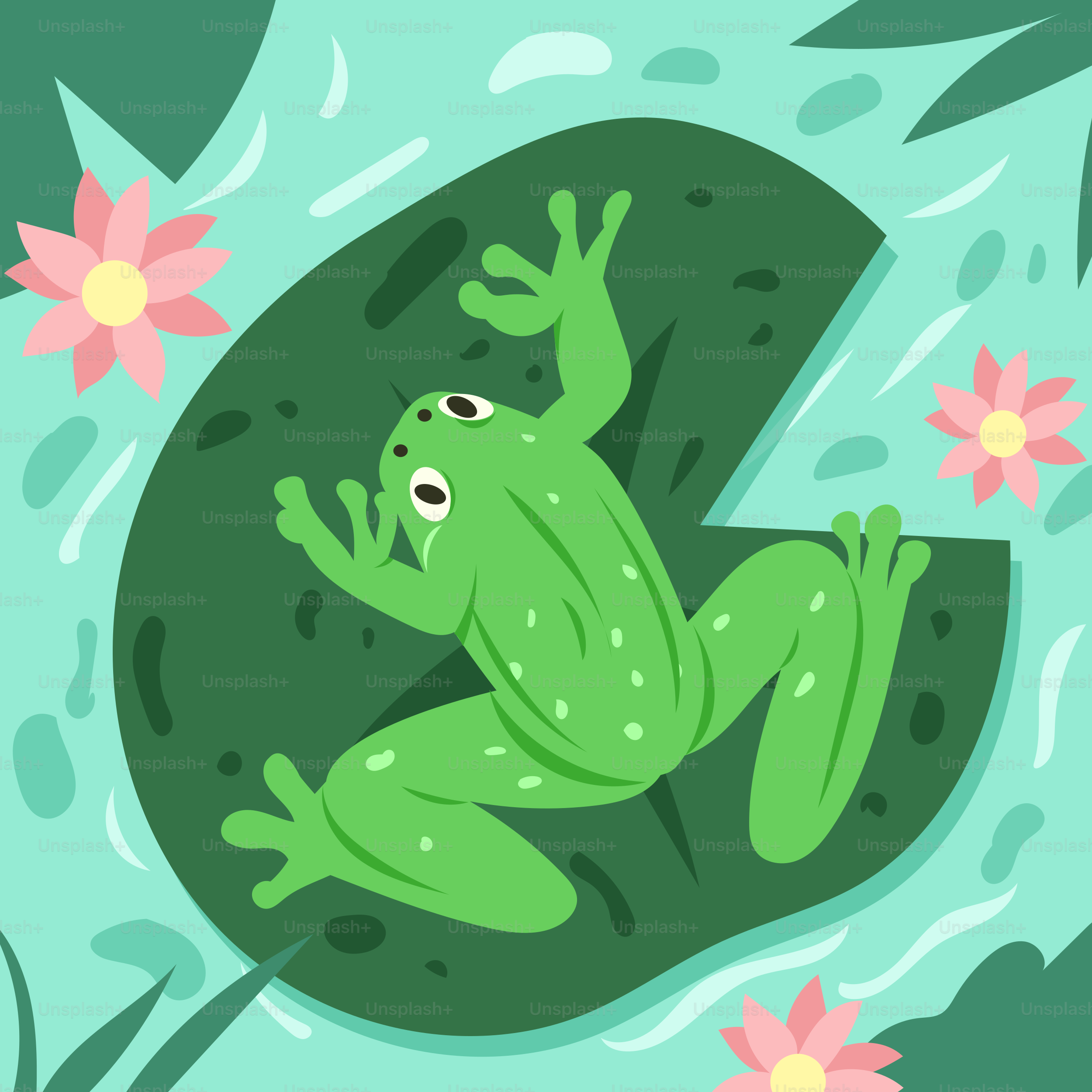 A green frog sitting on top of a leaf