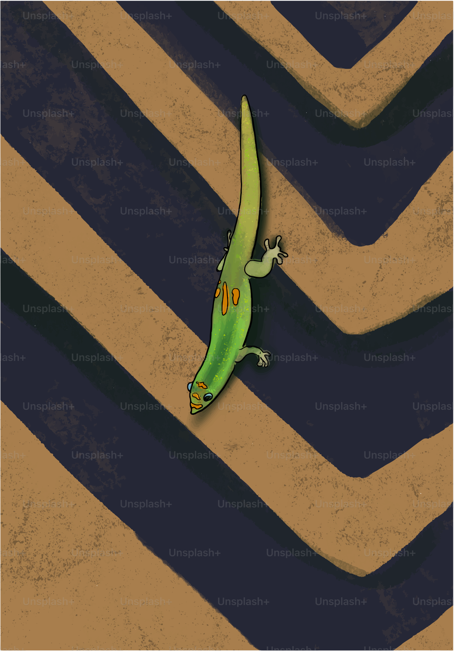 A green lizard sitting on top of a wall