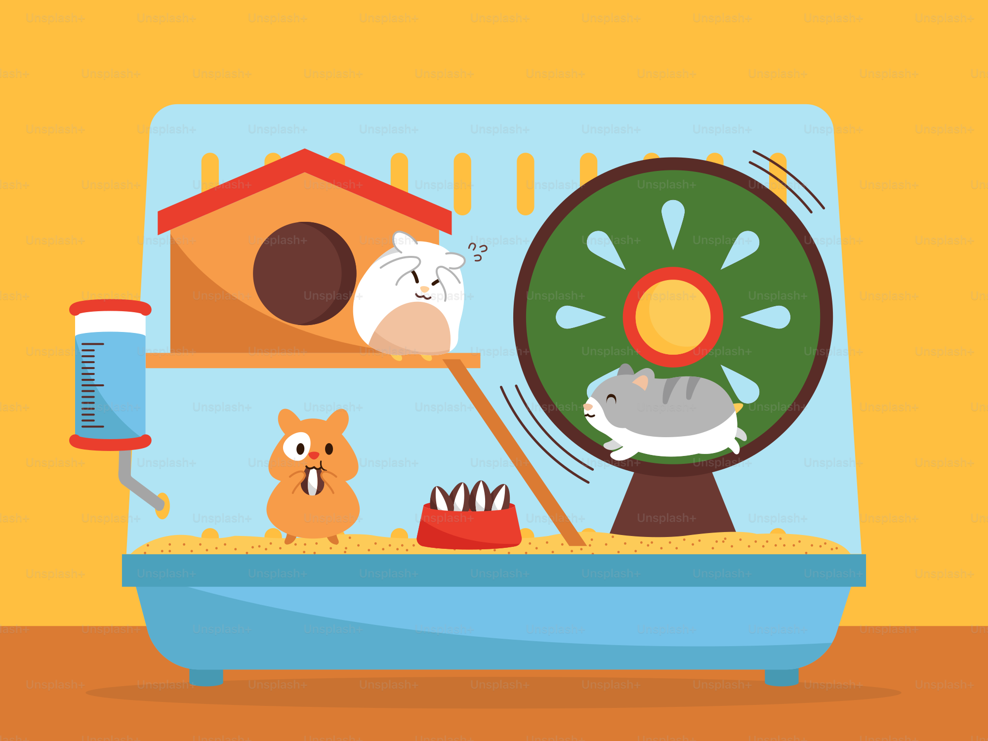 Une bande dessinée d’un chat et d’un chien dans un chenil