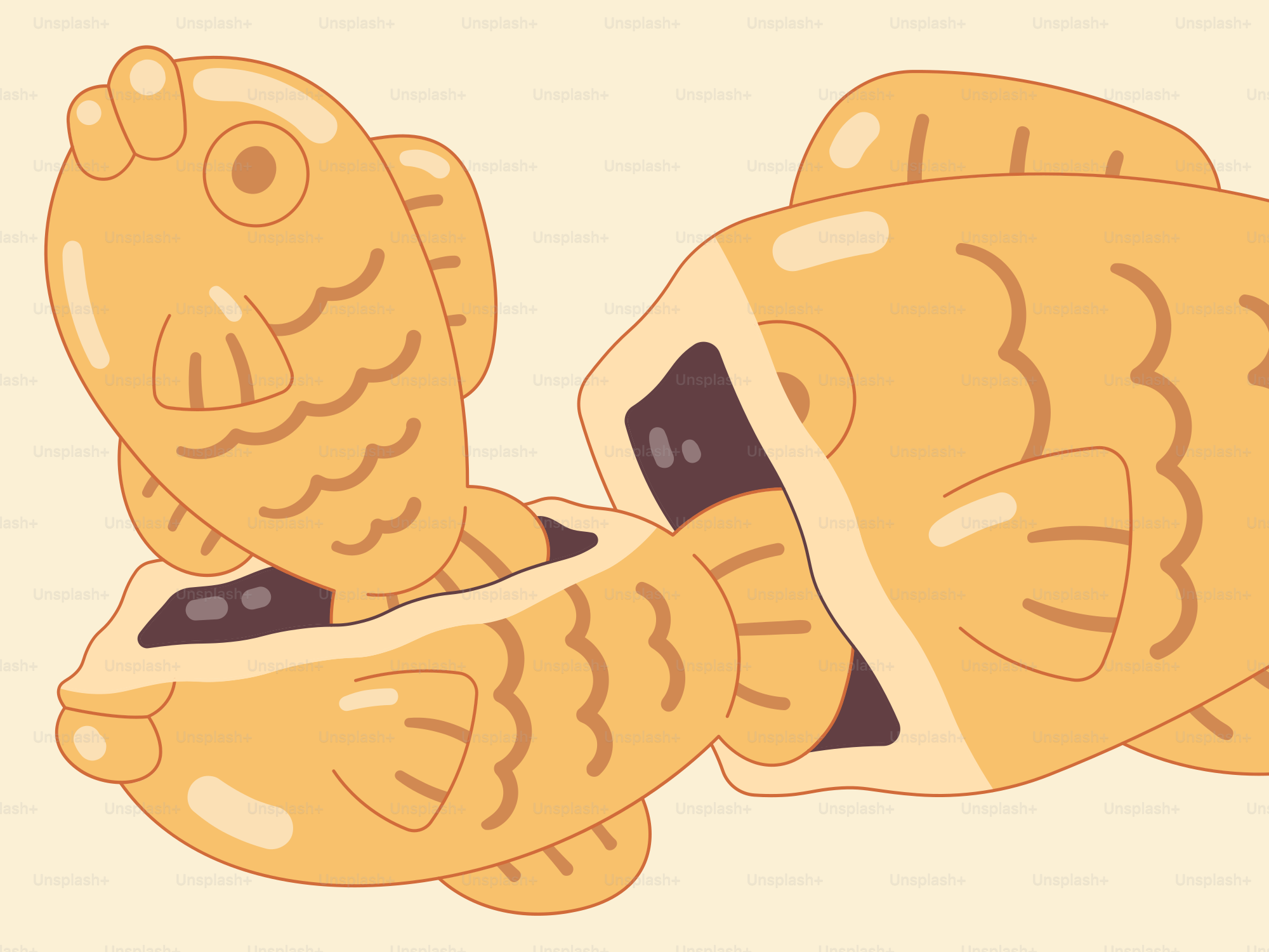 A drawing of a fish made out of bread