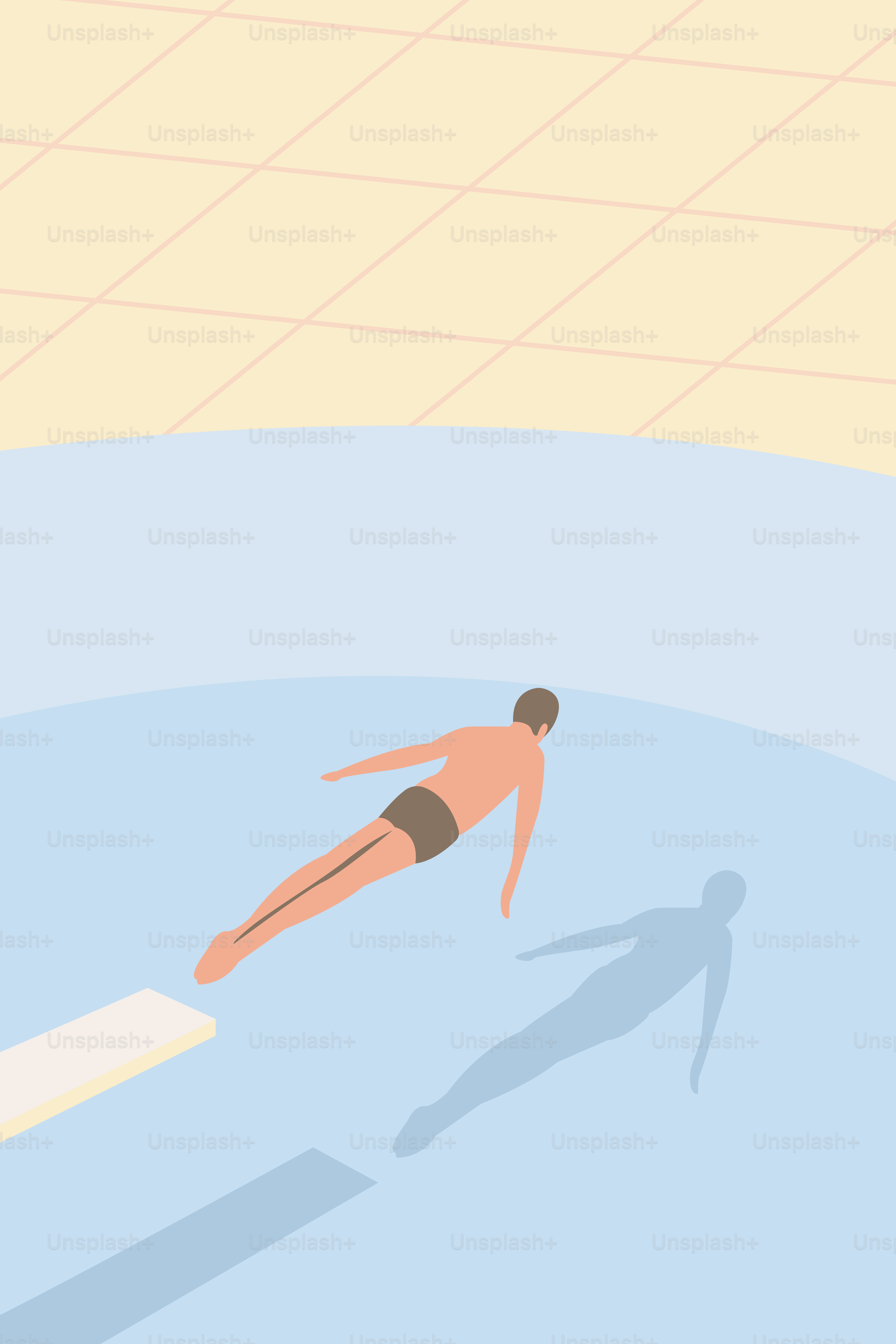 Un homme nageant dans une piscine avec une planche de surf