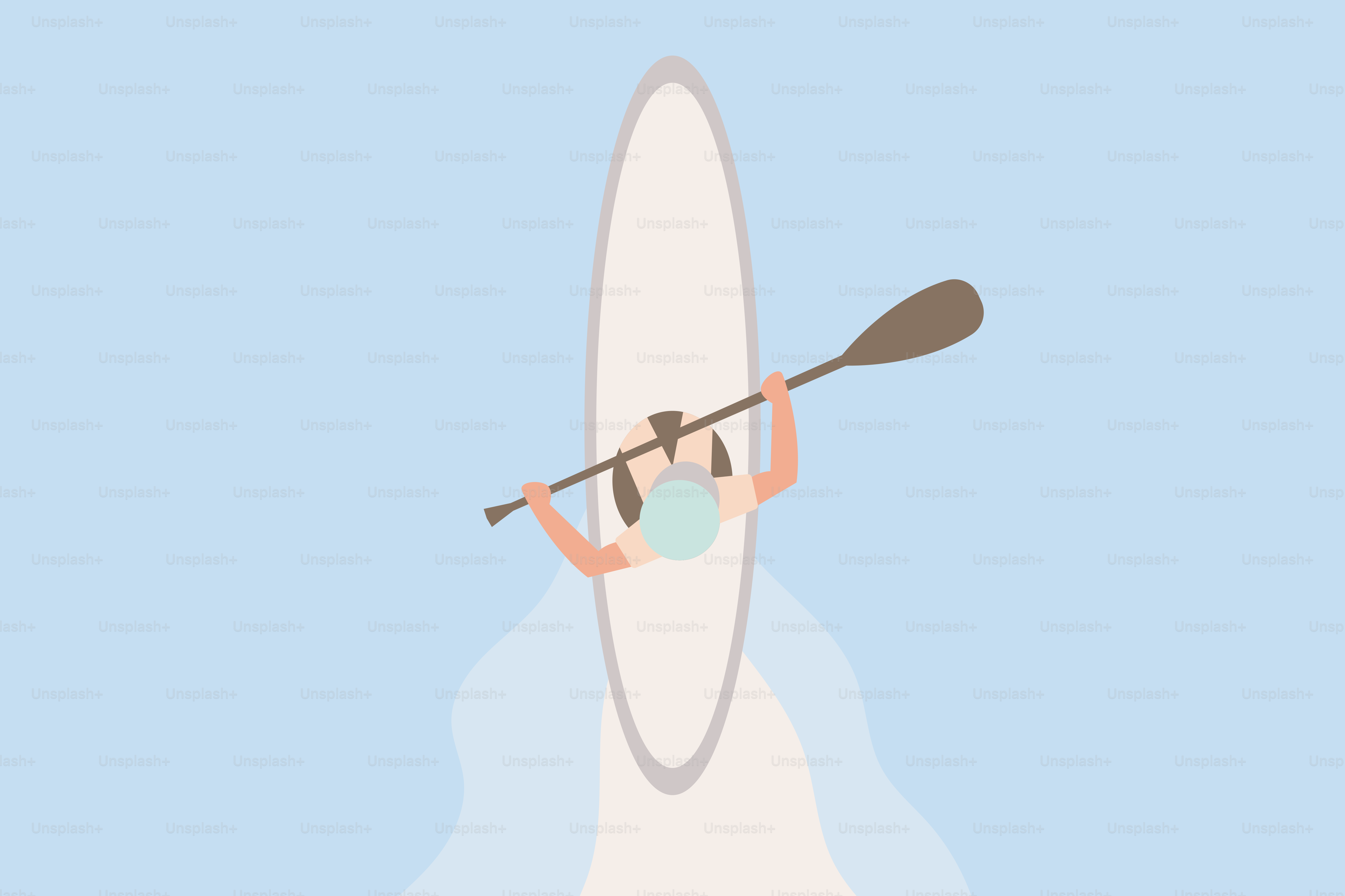 Ein Mann in einem Kajak treibt im Wasser