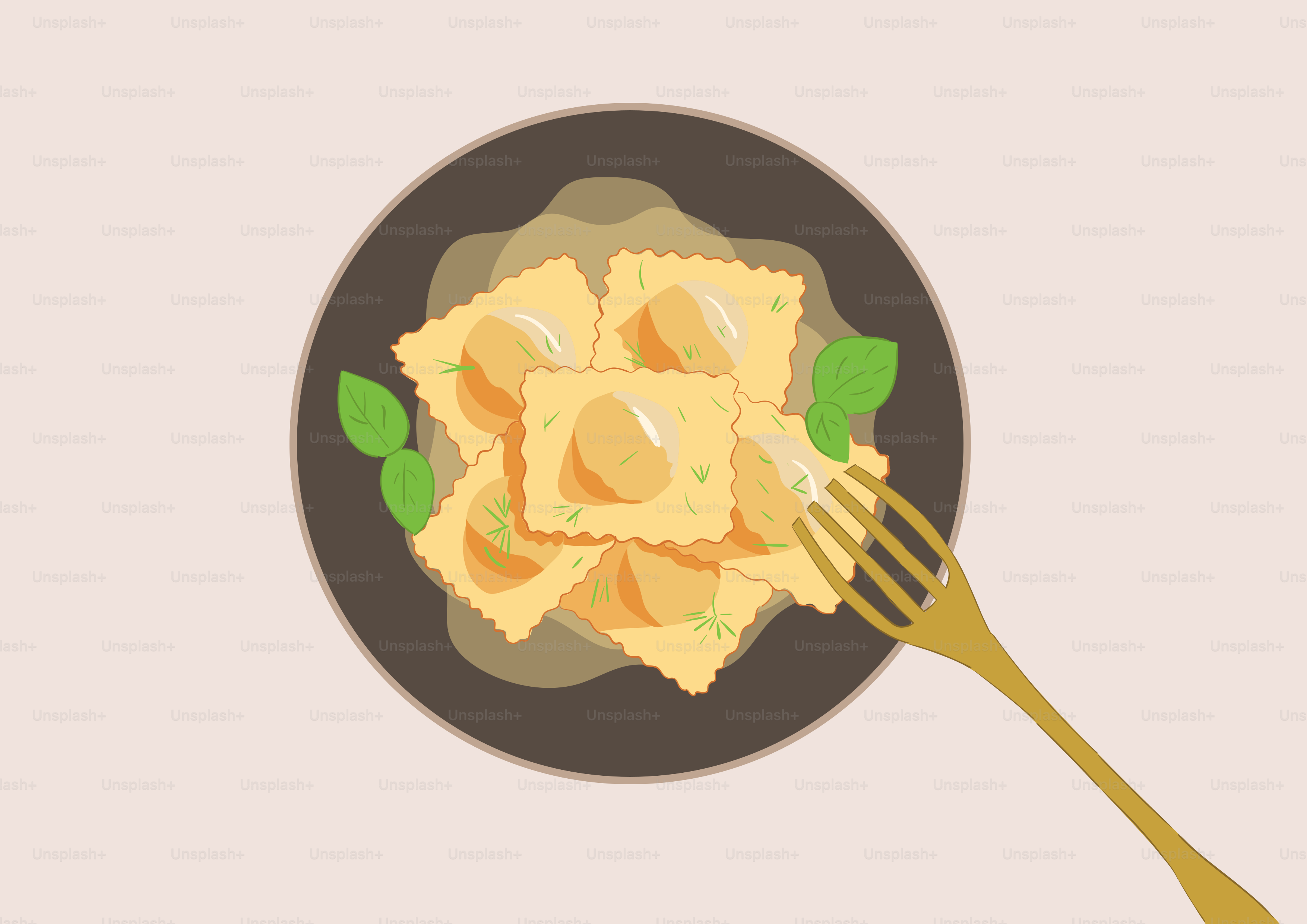 フォークが入った食事の皿