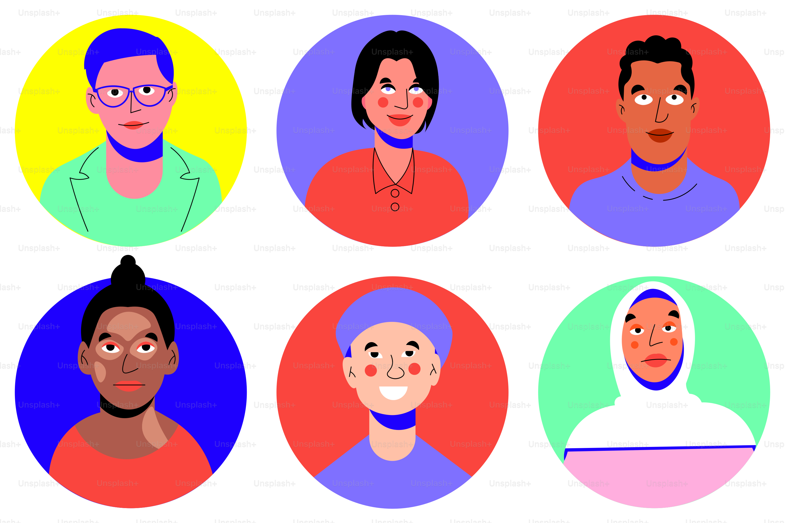 A group of people with different facial expressions